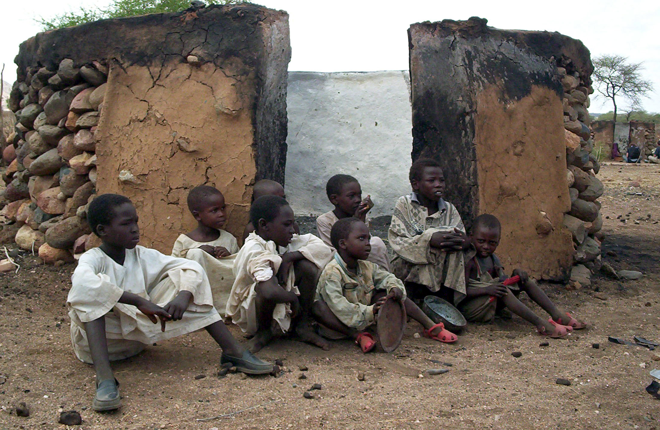 Sudanese children orphaned during the recent attacks by Sudan government troops and the Janjaweed Arabs