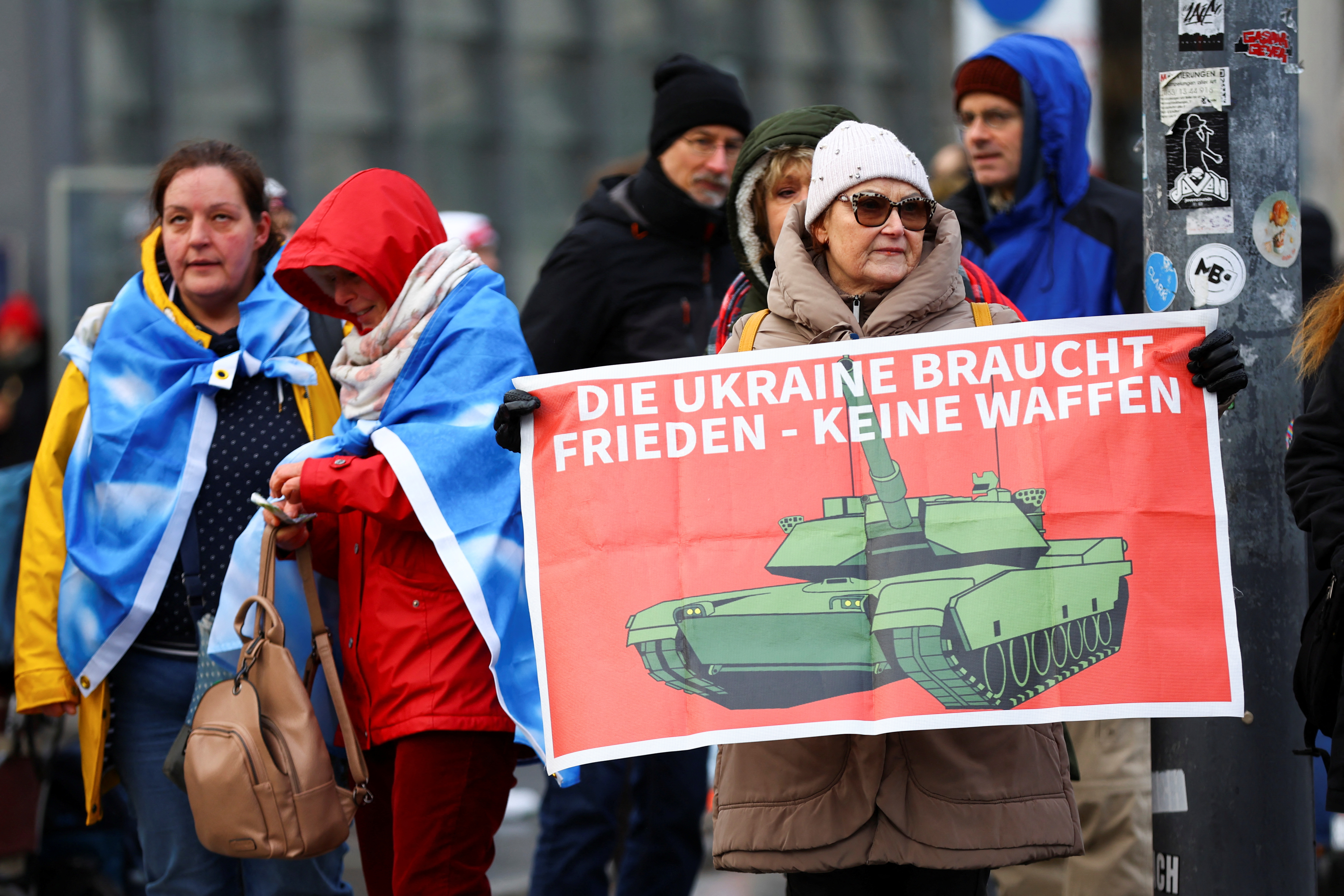 People take part in a protest