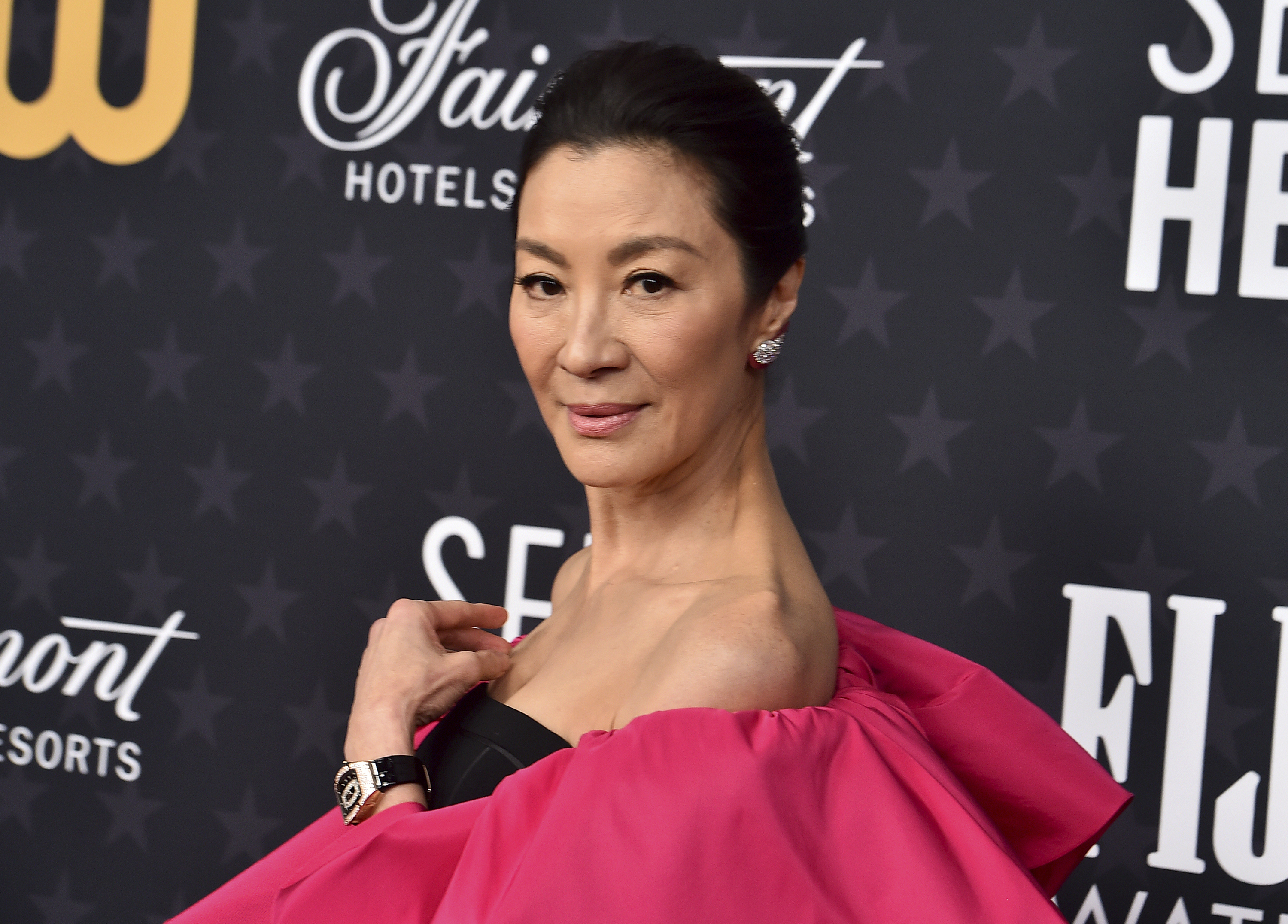 Michelle Yeoh arrives at the 28th annual Critics Choice Awards at The Fairmont Century Plaza Hotel on Sunday, Jan. 15, 2023, in Los Angeles. (Photo by Jordan Strauss/Invision/AP)