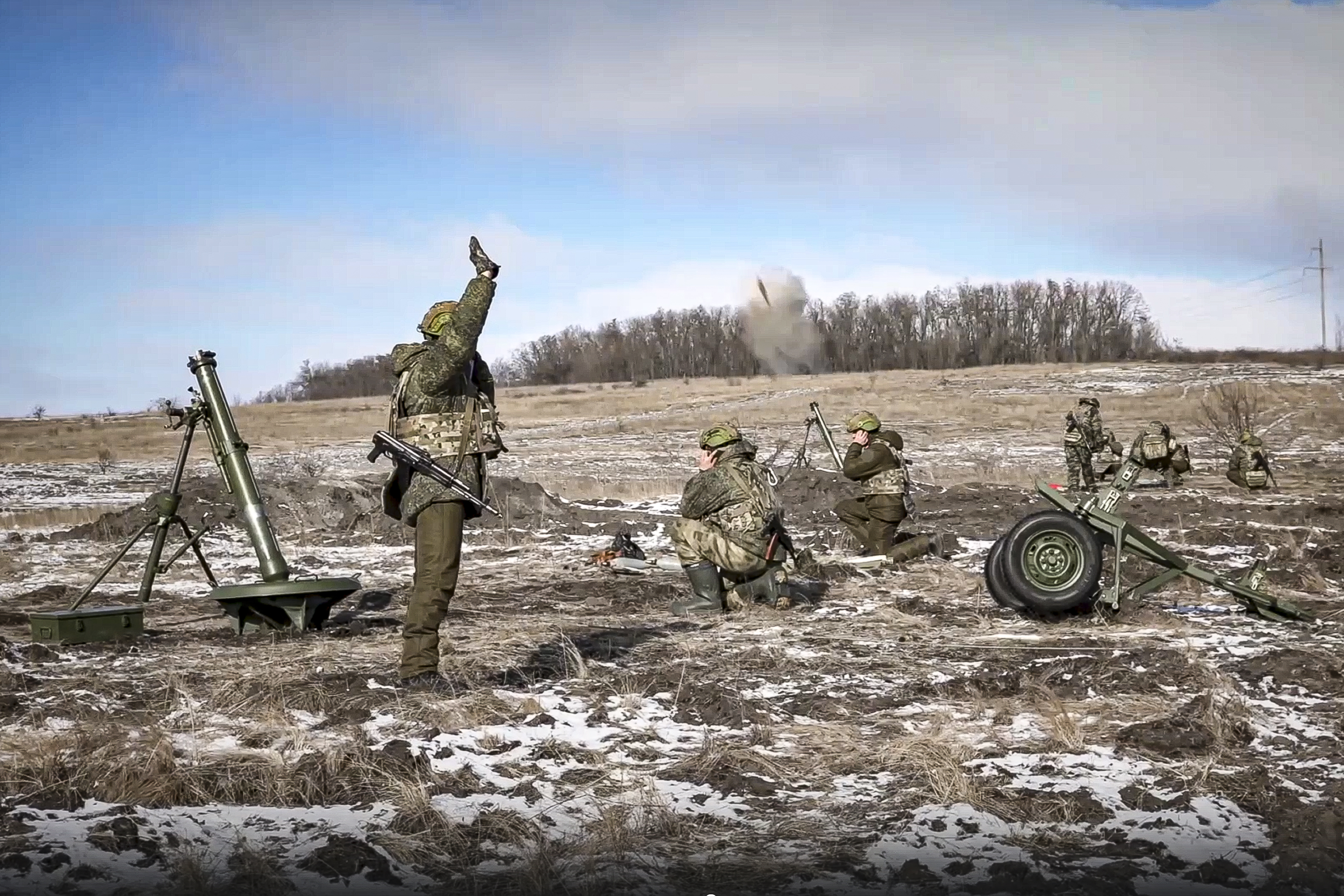 In this handout photo taken from video and released by Russian Defense Ministry Press Servic