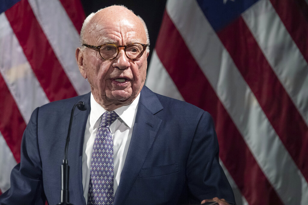 Fox Corp Chairperson Rupert Murdoch speaking at an event in 2019.