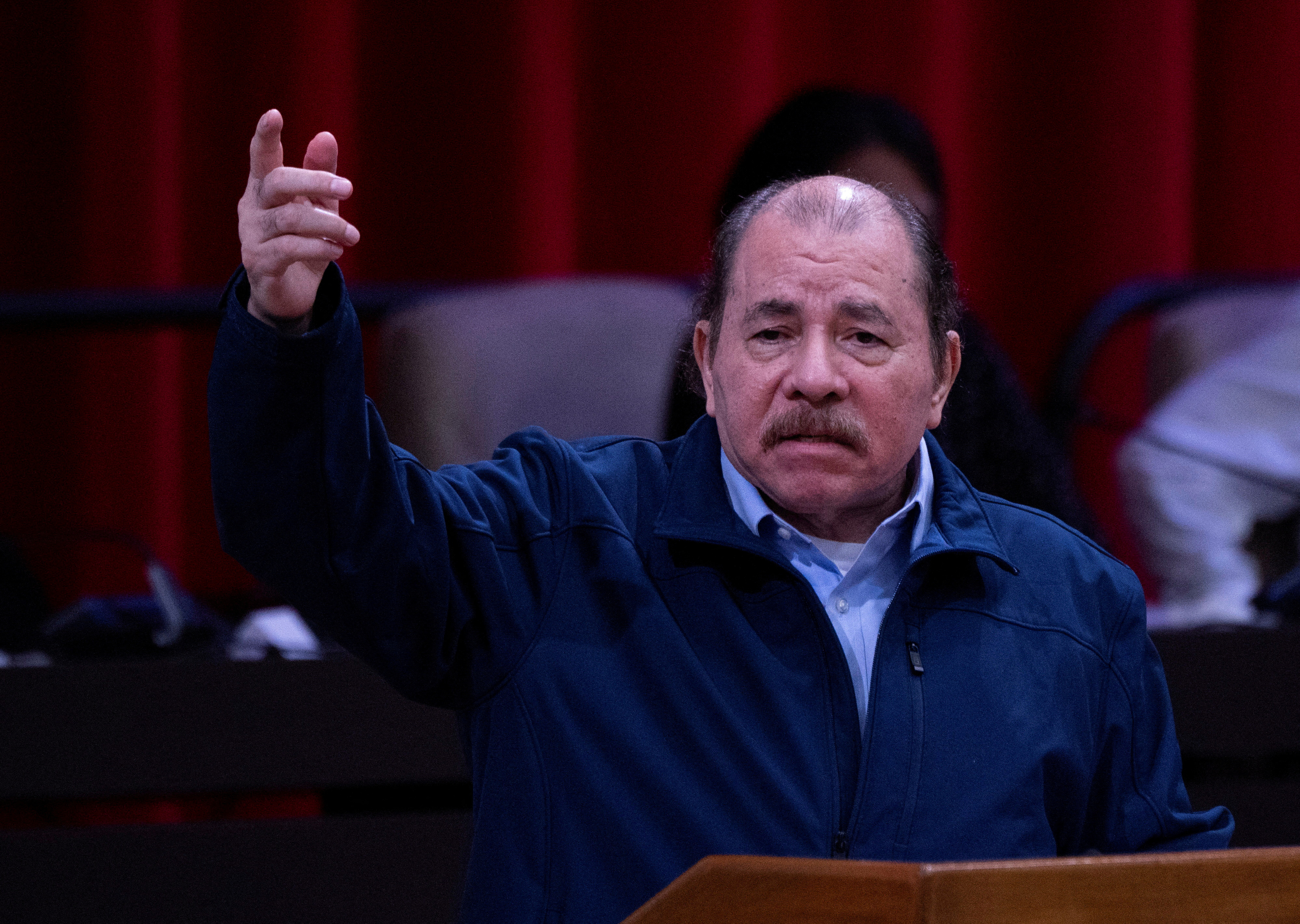 Nicaragua's President Daniel Ortega delivers a speech