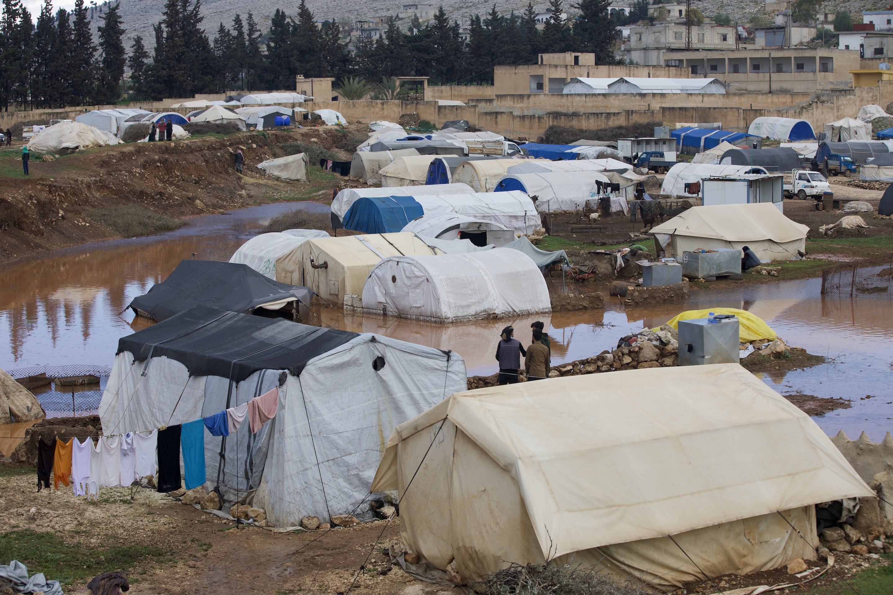 Torrential rains destroy tents of newly housed survivors of the earthquake that hit Syria
