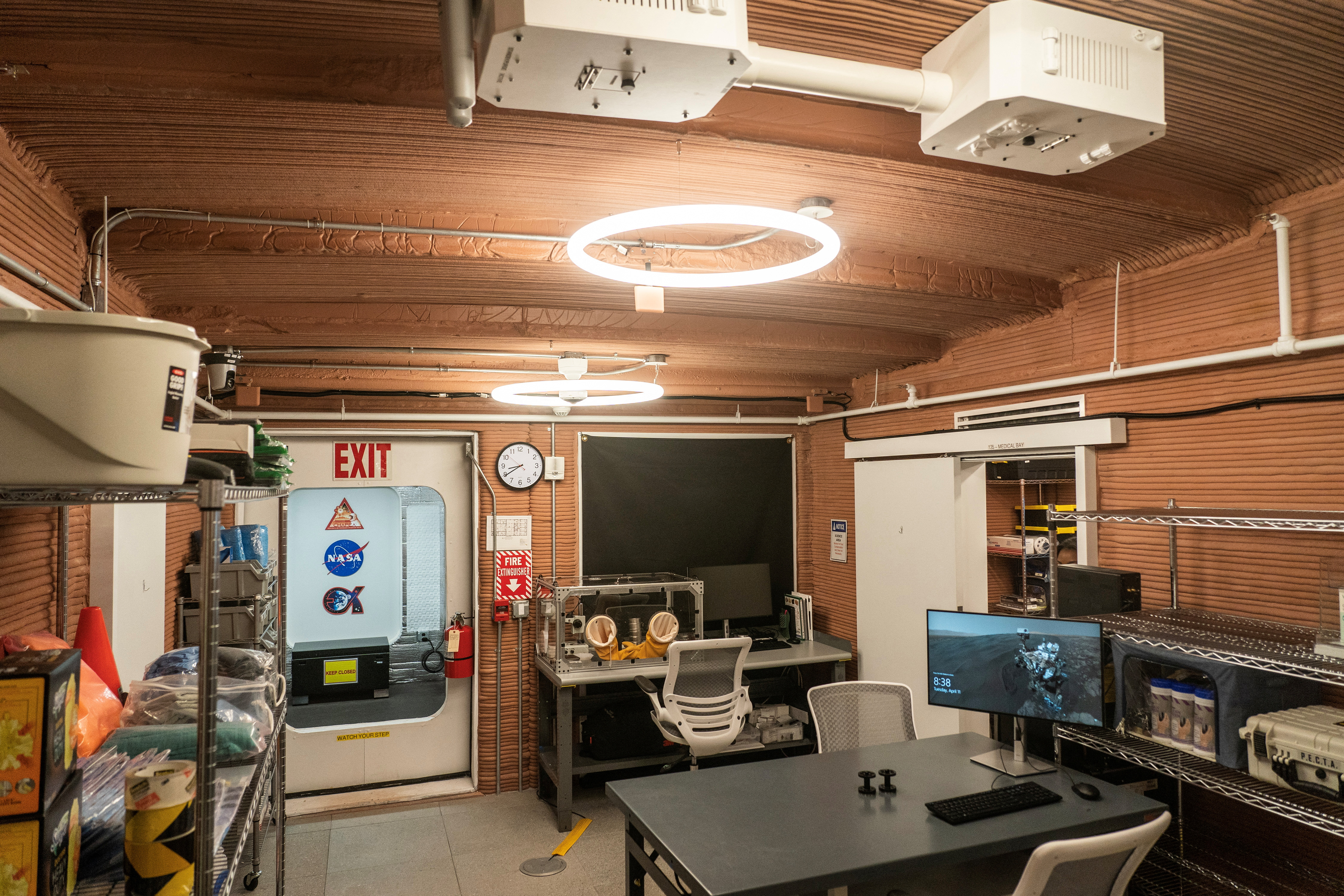 A working area is seen inside the Mars Dune Alpha, NASA's simulated Mars habitat