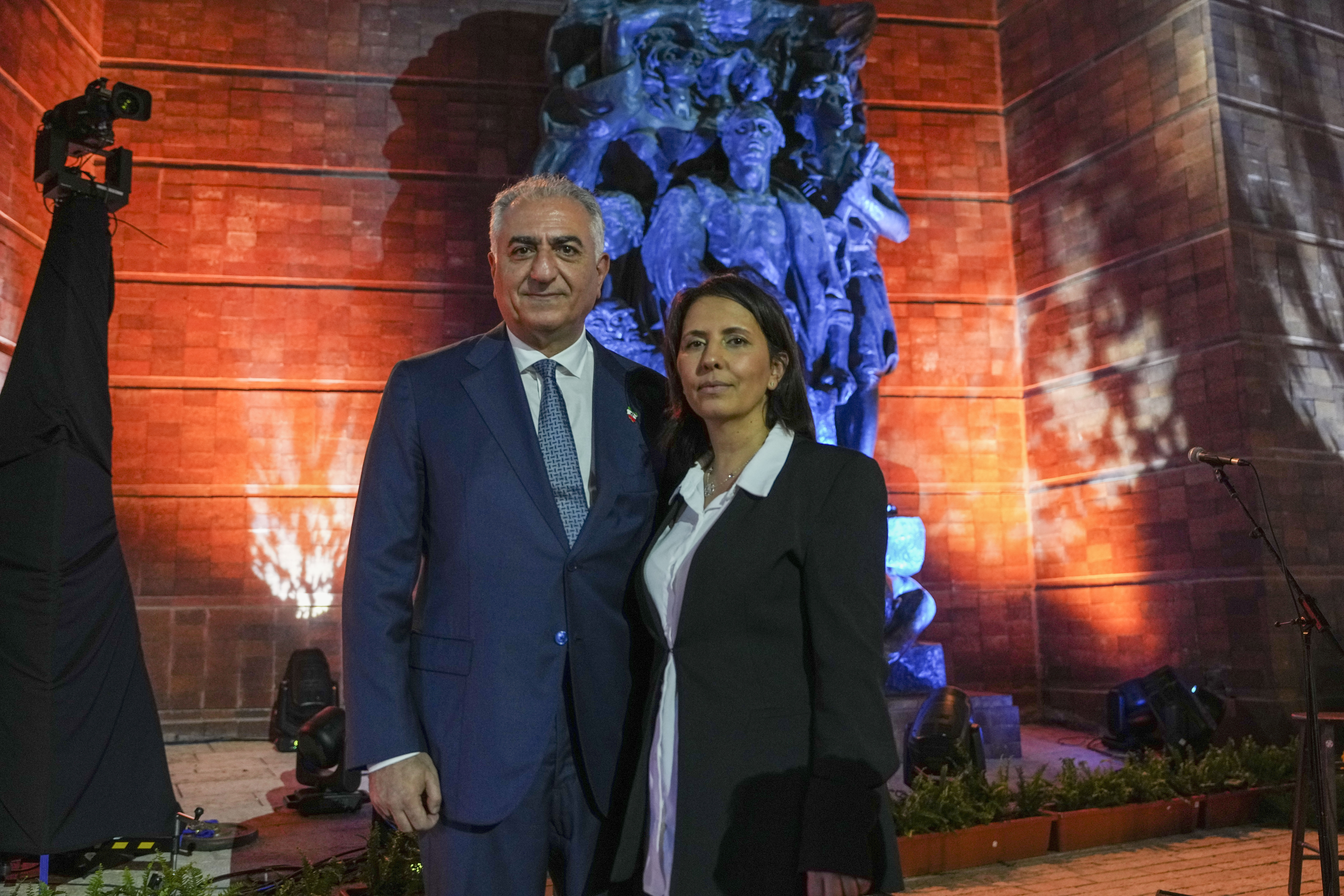 Son of Iran's last shah, exiled Crown Prince Reza Pahlavi, left, with Israeli Minister Gila Gamliel