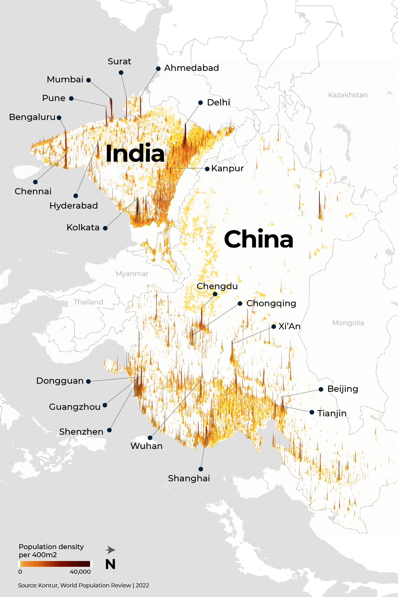 INTERACTIVE - India-China population map vertical