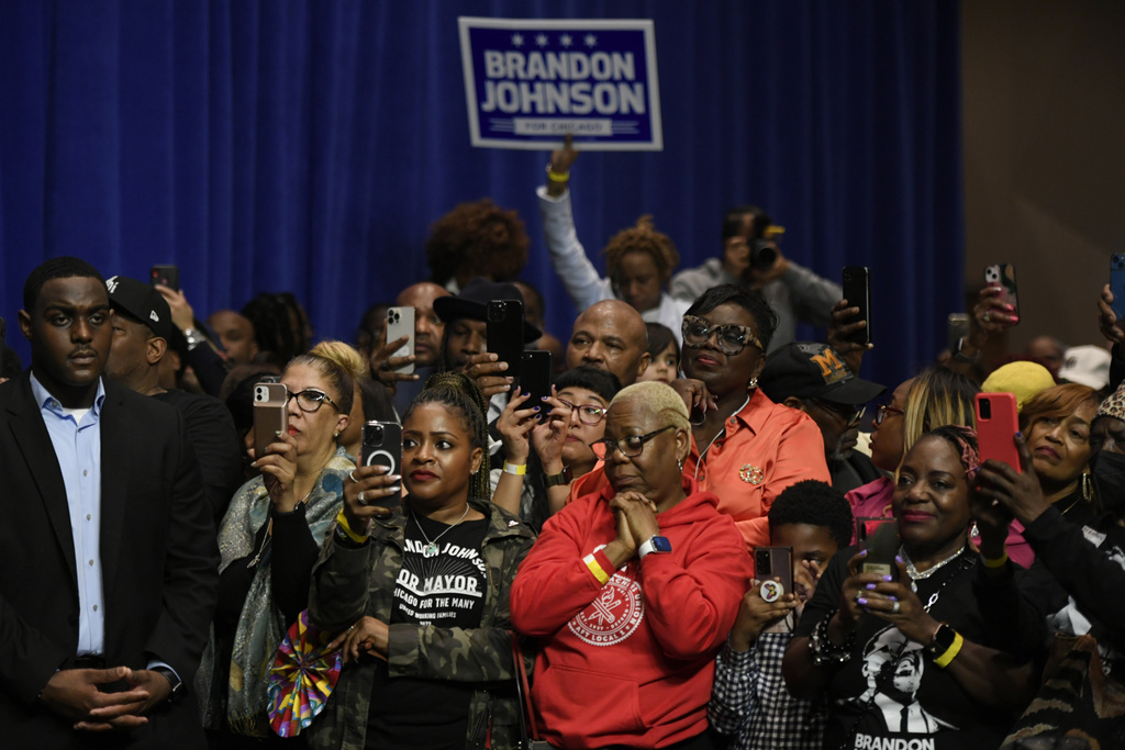 Supporters of Brandon Johnson