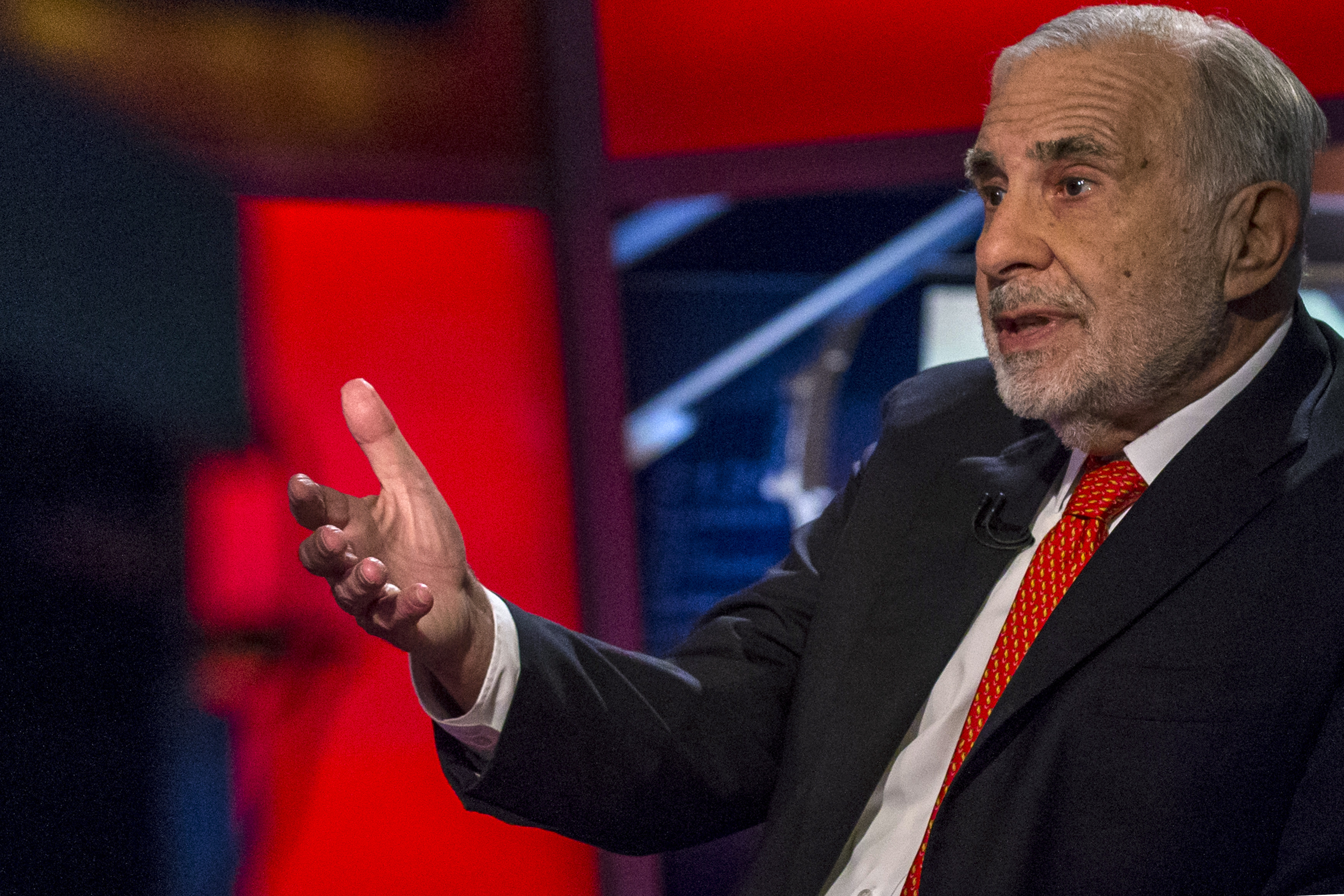 Billionaire activist investor Carl Icahn gives an interview on FOX Business Network's Neil Cavuto show in New York, US