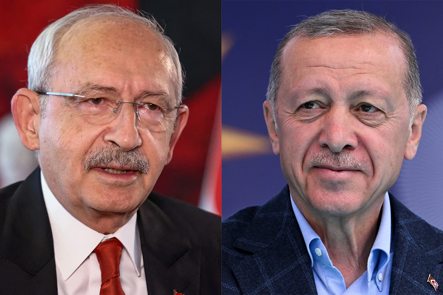 Composite image of Turkish President Recep Tayyip Erdogan and his main challenger, Kemal Kilicdaroglu.