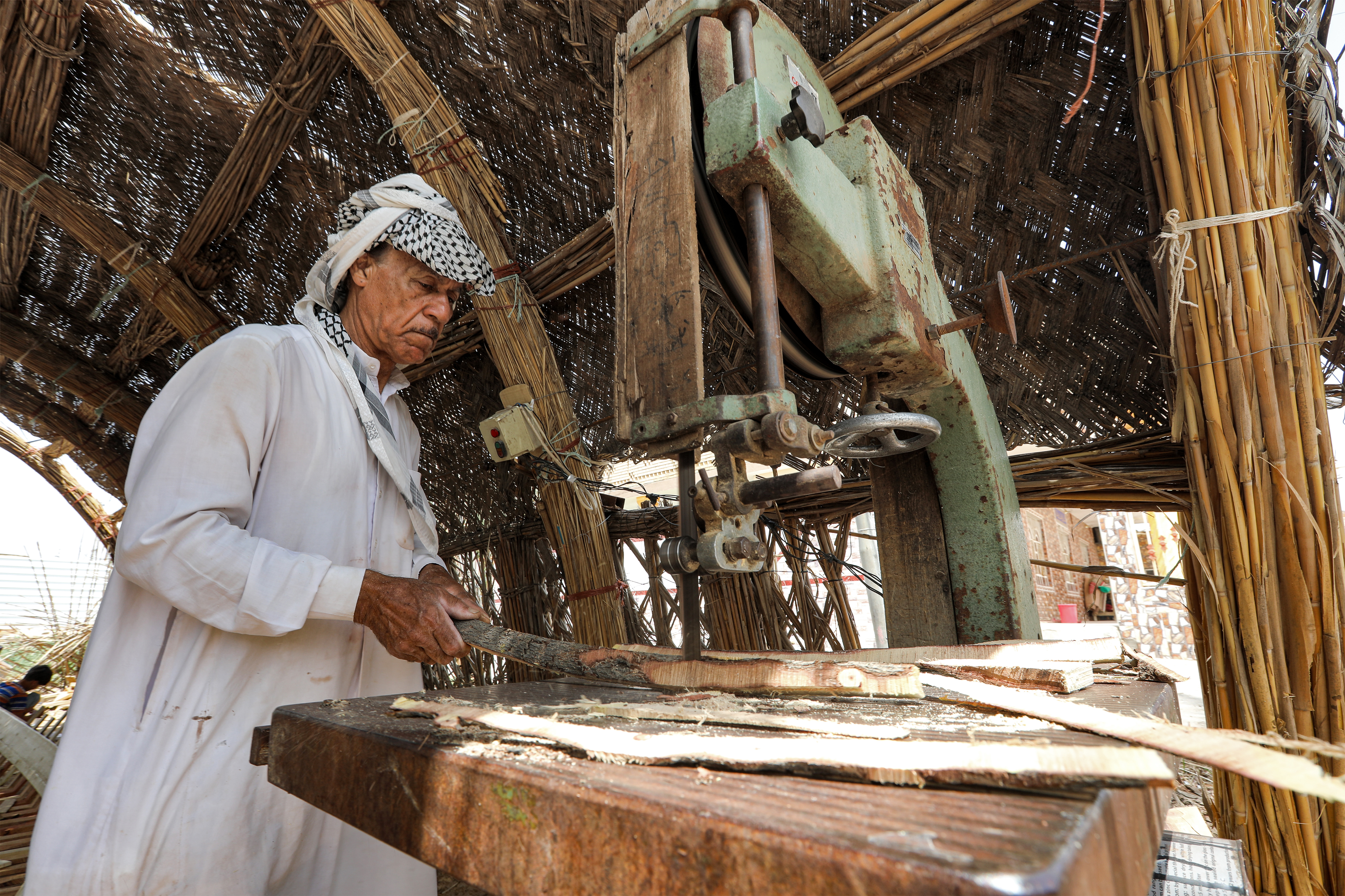 wooden boat at a workshop in the area of al-Huwair in the sub-district of al-Madinah in Iraq's southern