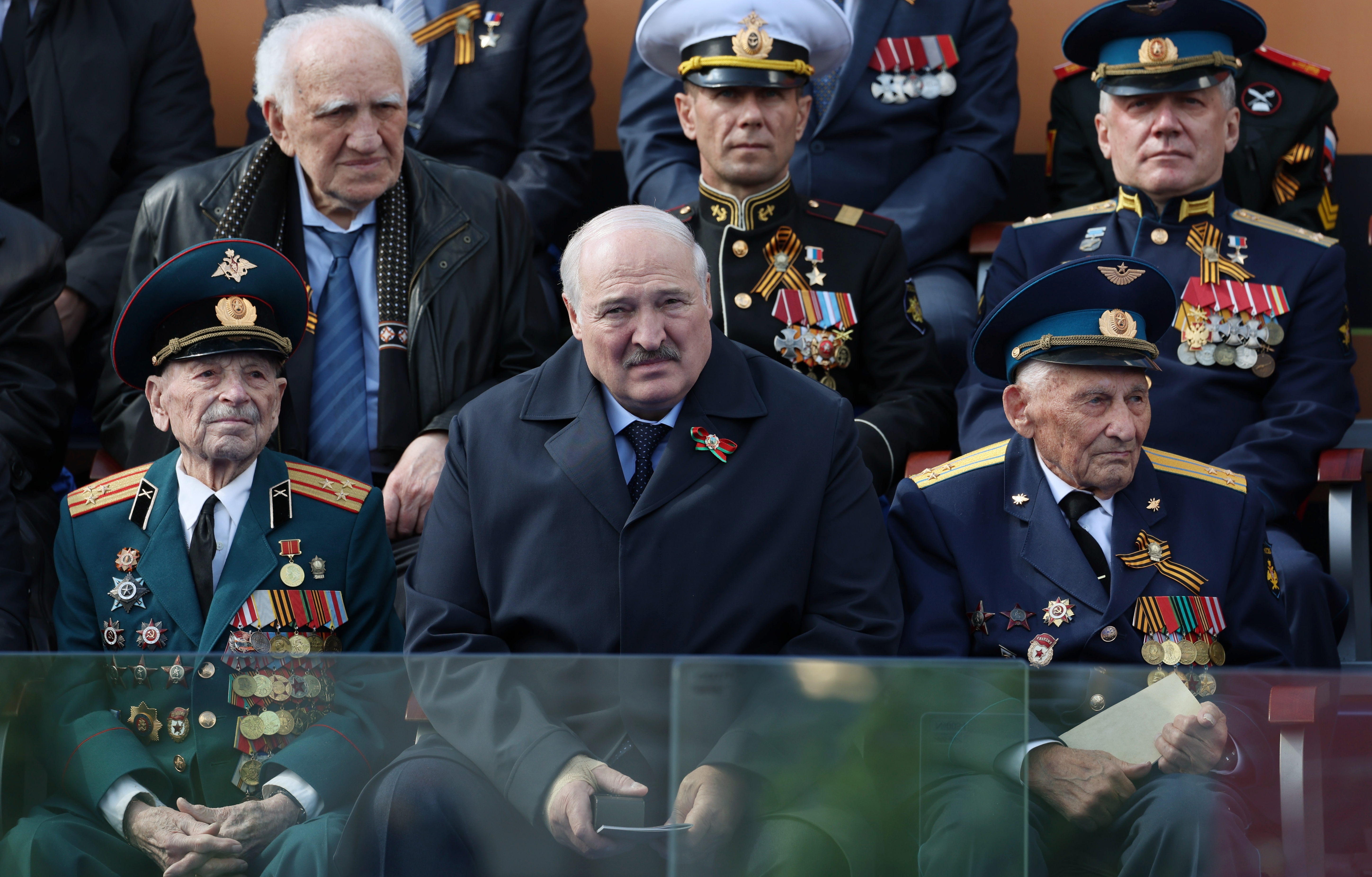 Belarus' President Alexander Lukashenko attends the Victory Day military parade