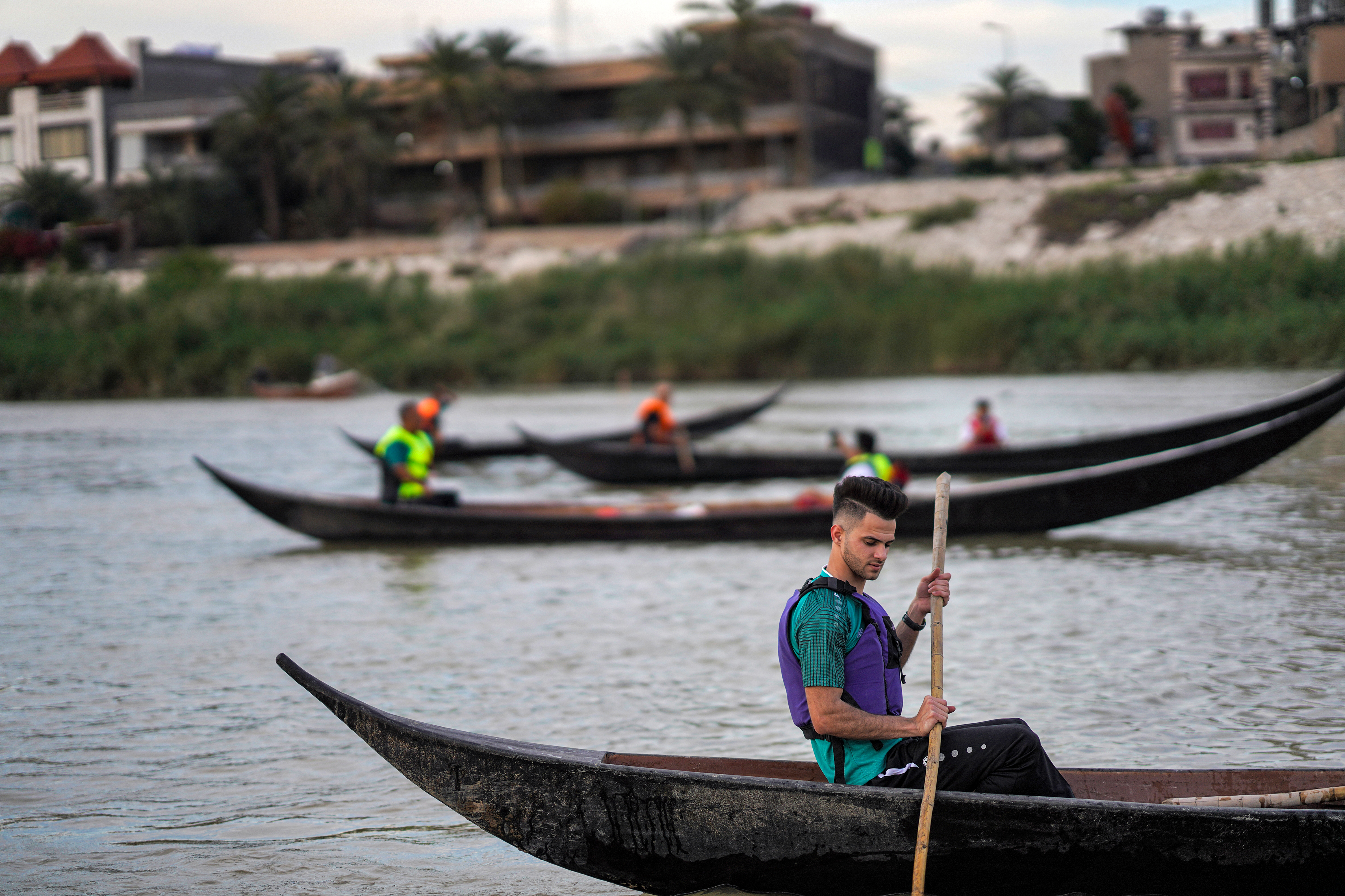 wooden boat at a workshop in the area of al-Huwair in the sub-district of al-Madinah in Iraq's southern