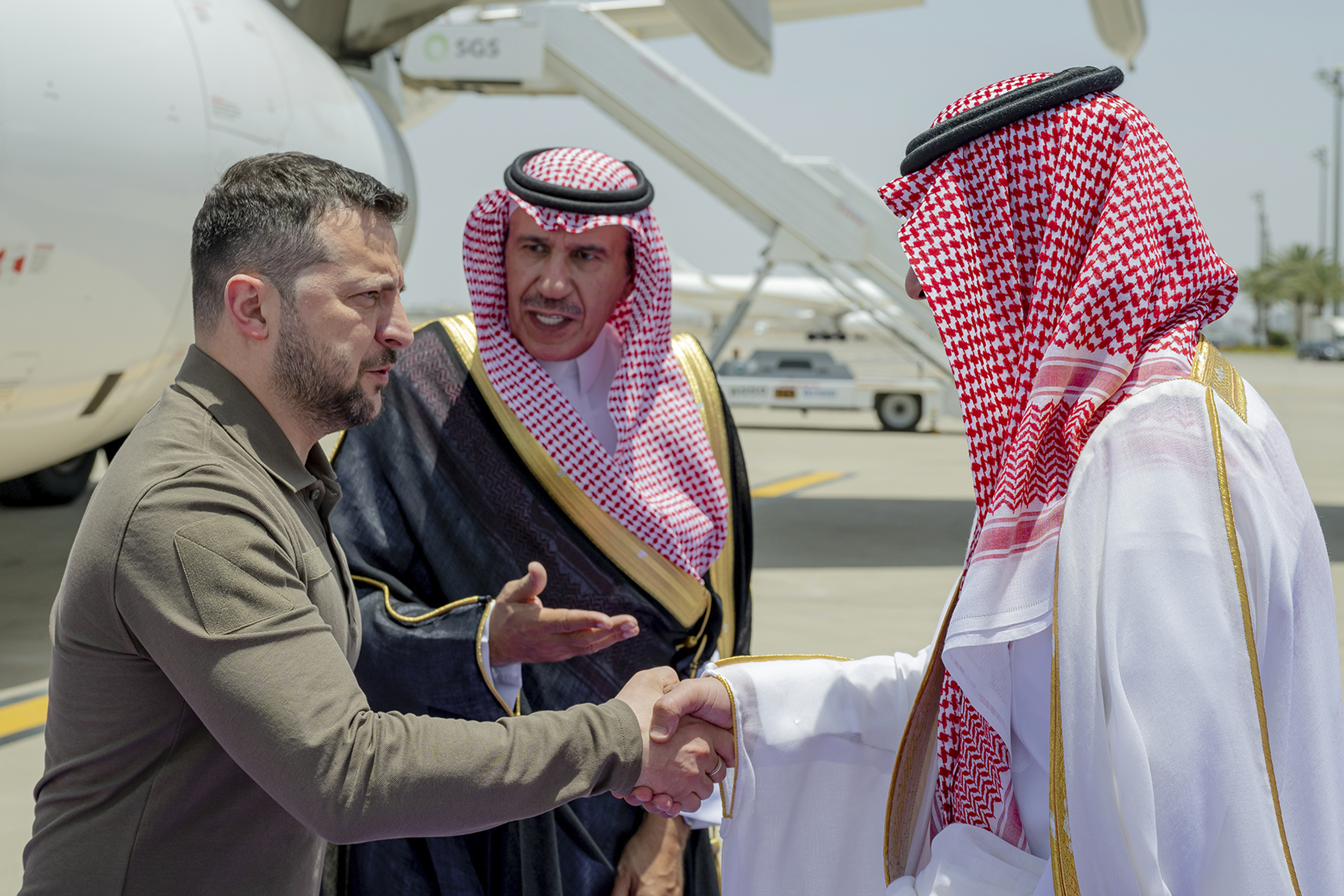 Ukraine's President Volodymyr Zelenskyy, and Saudi Prince Badr Bin Sultan