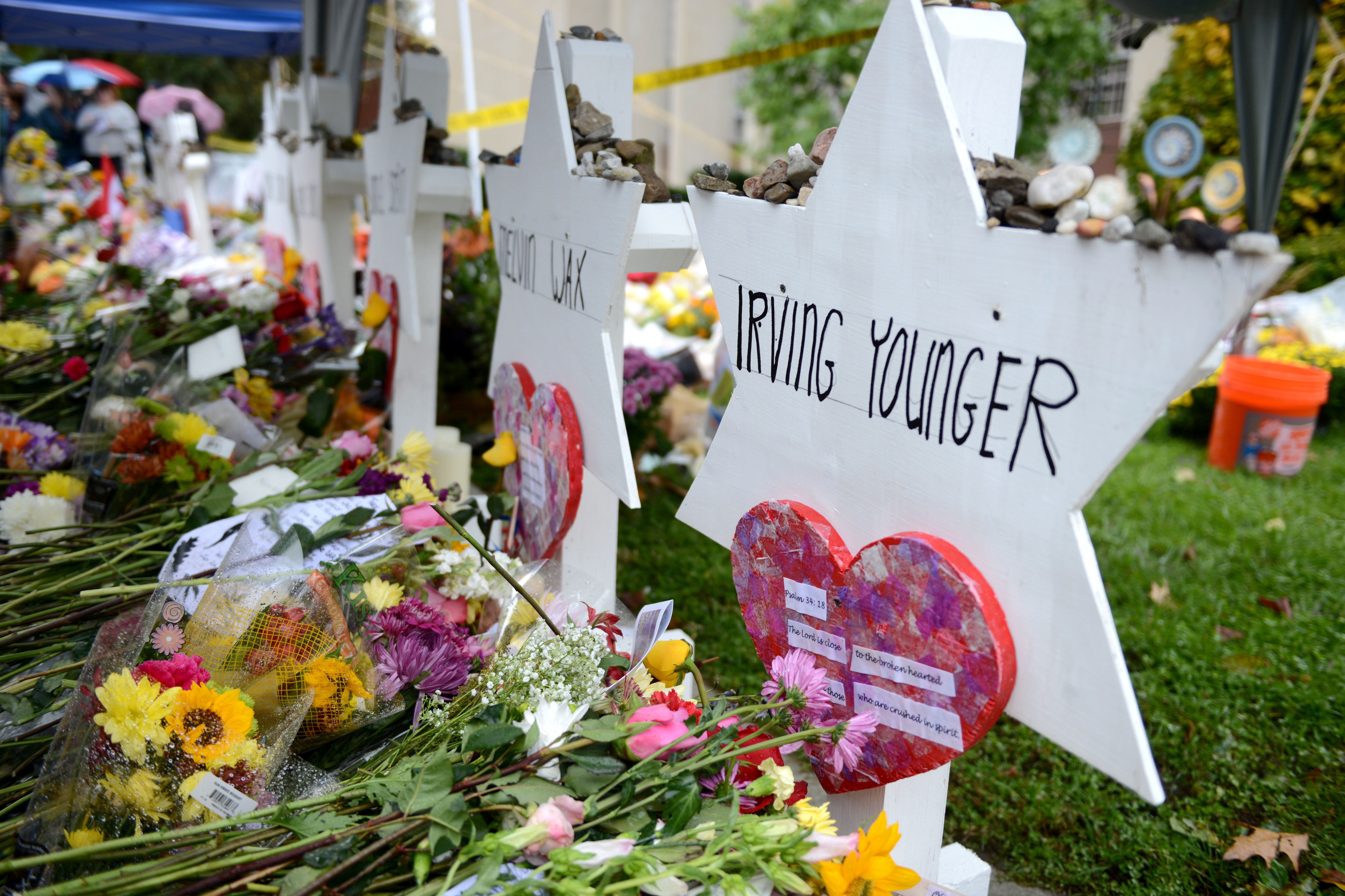 A memorial for the victims of the shooting
