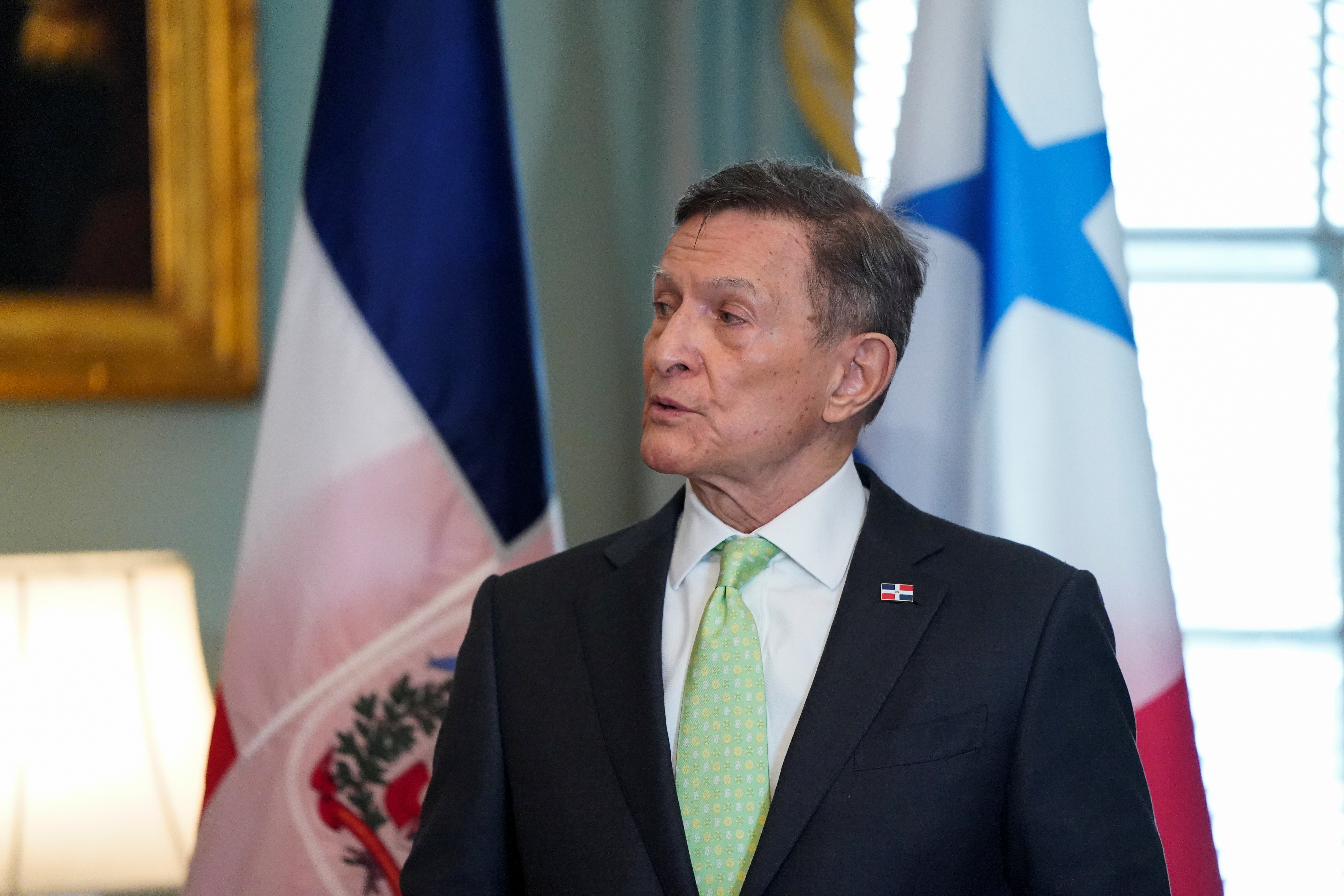 Dominican Republic's Foreign Minister Roberto Alvarez speaks during a meeting with U.S. Secretary of State Antony Blinken, Costa Rica's Foreign Minister Rodolfo Solano Quiros and Panama's Foreign Minister Erika Mouynes, at the State Department in Washington, U.S., March 2, 2022.