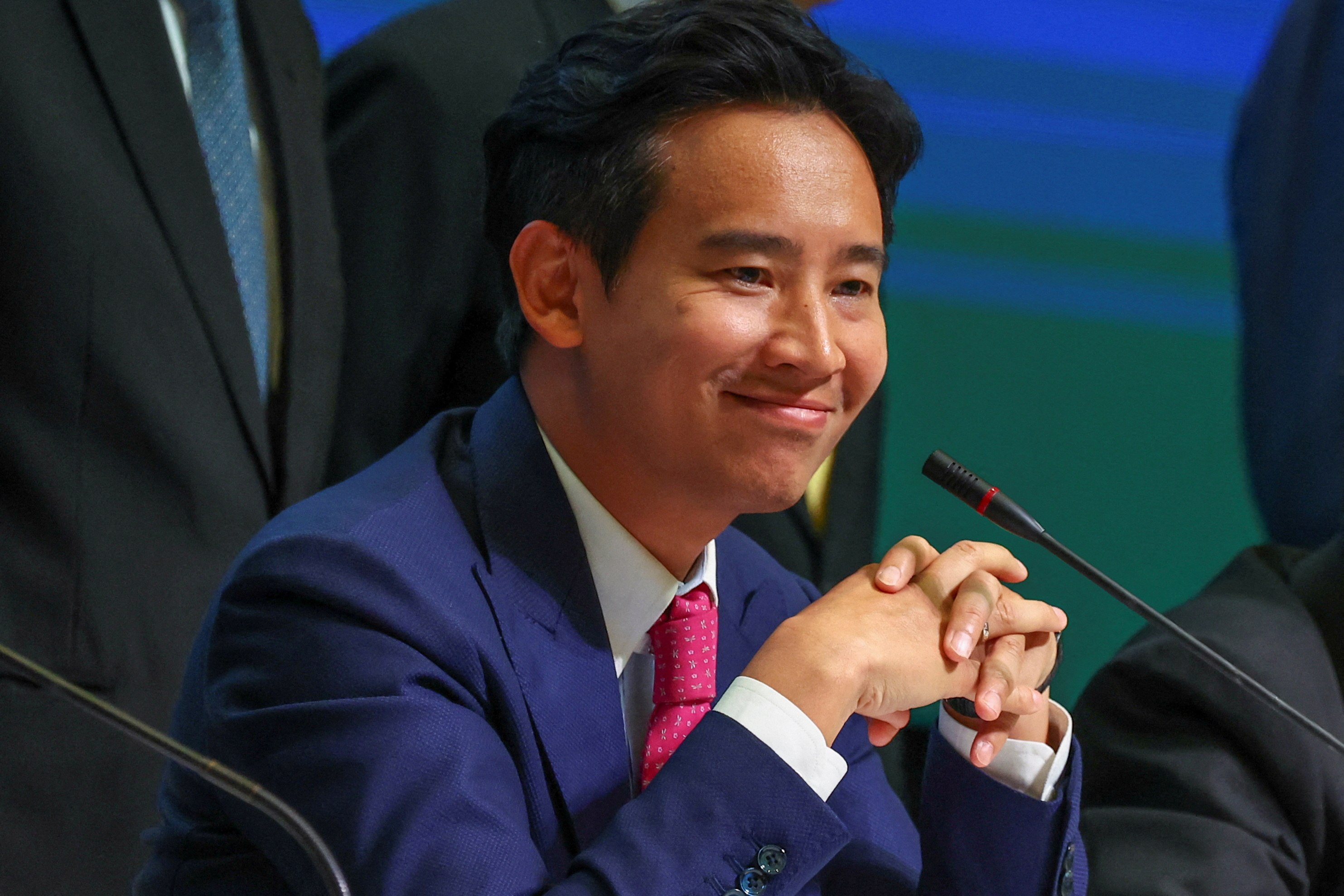 FILE PHOTO: Move Forward Party leader Pita Limjaroenrat attends a press conference to announce the party's agreement with coalition partners in Bangkok, Thailand May 22, 2023. REUTERS/Athit Perawongmetha/File Photo