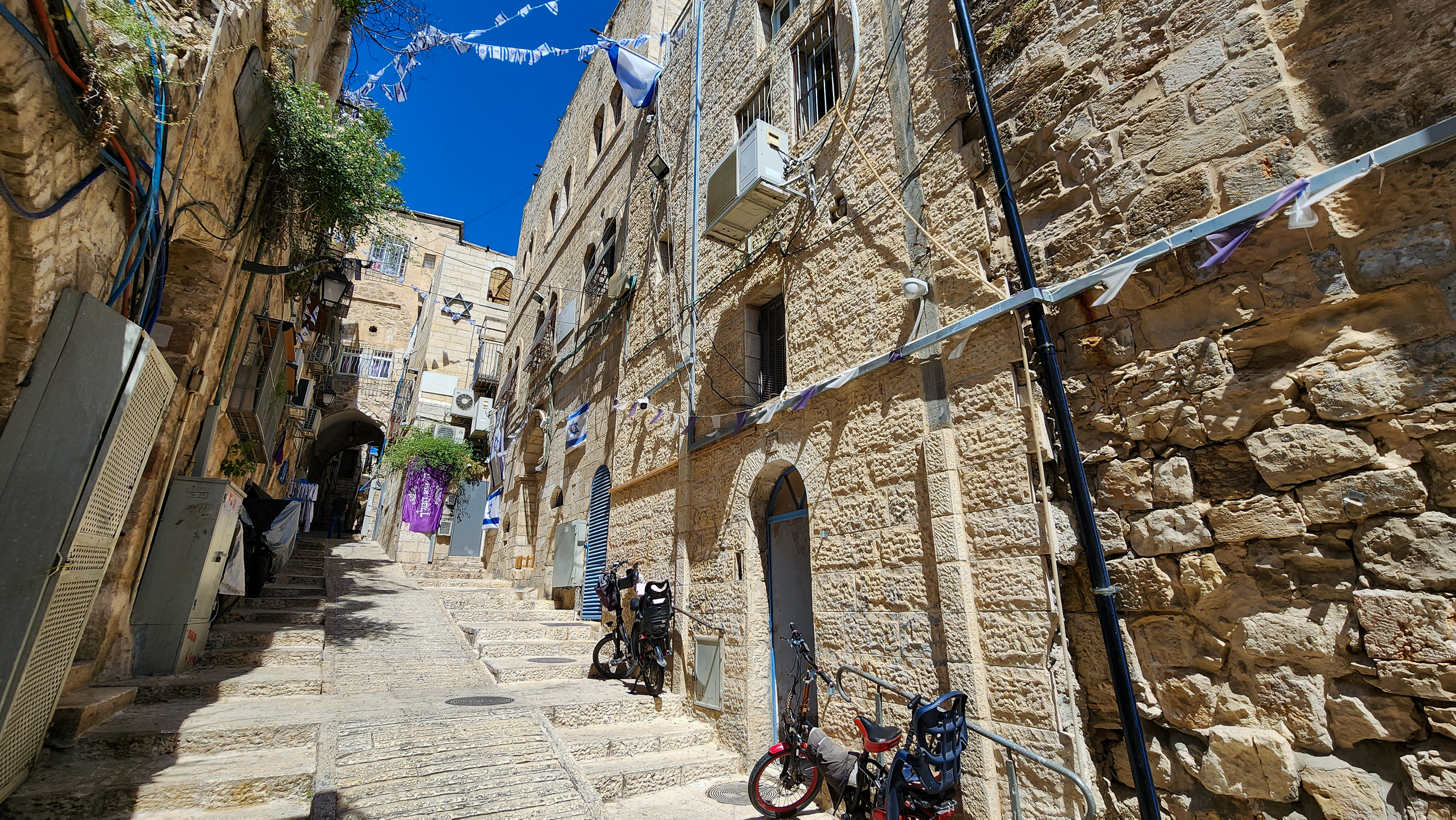 Street with staircase and houses
