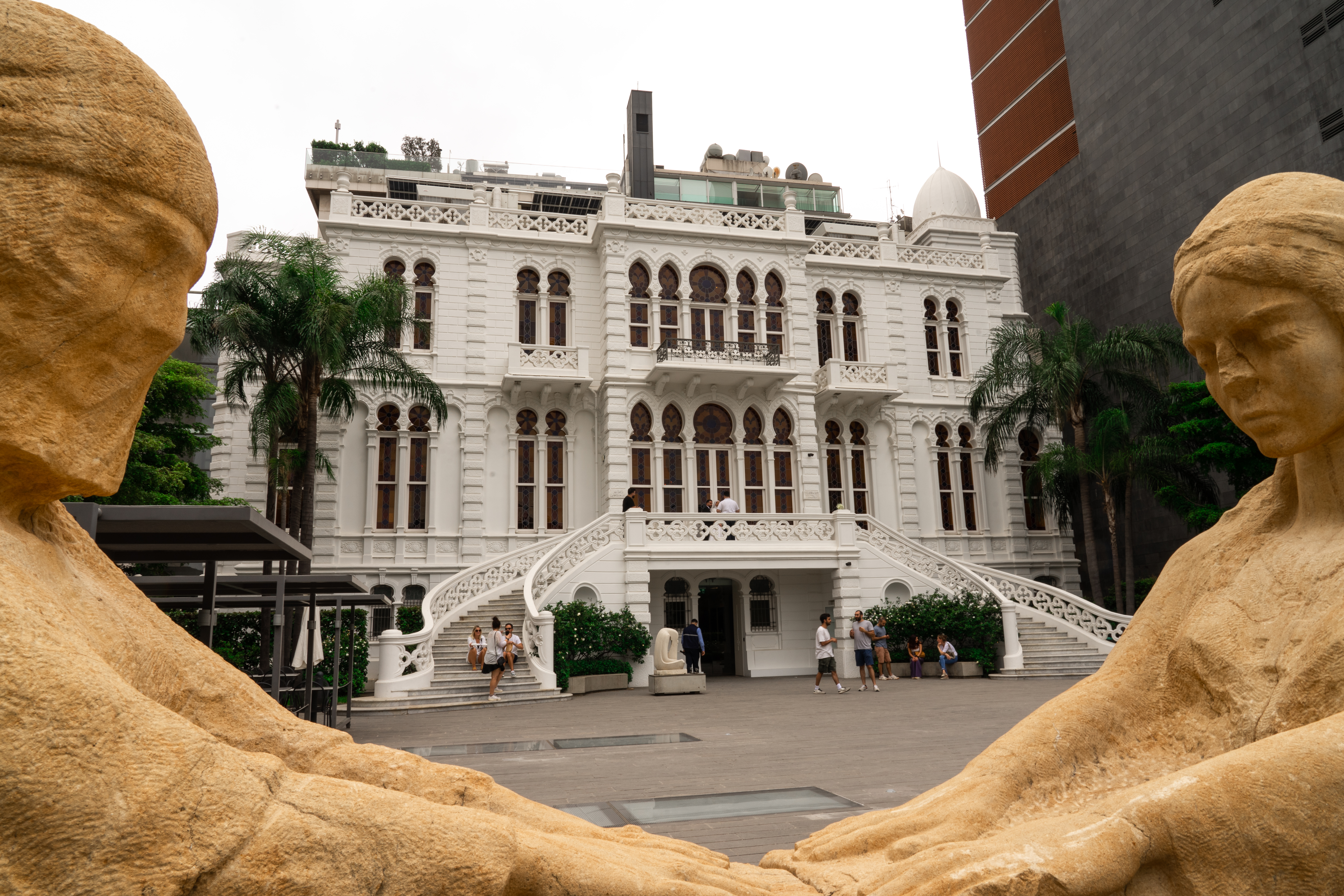 A view of the exterior of the white palace housing the Sursock Museum