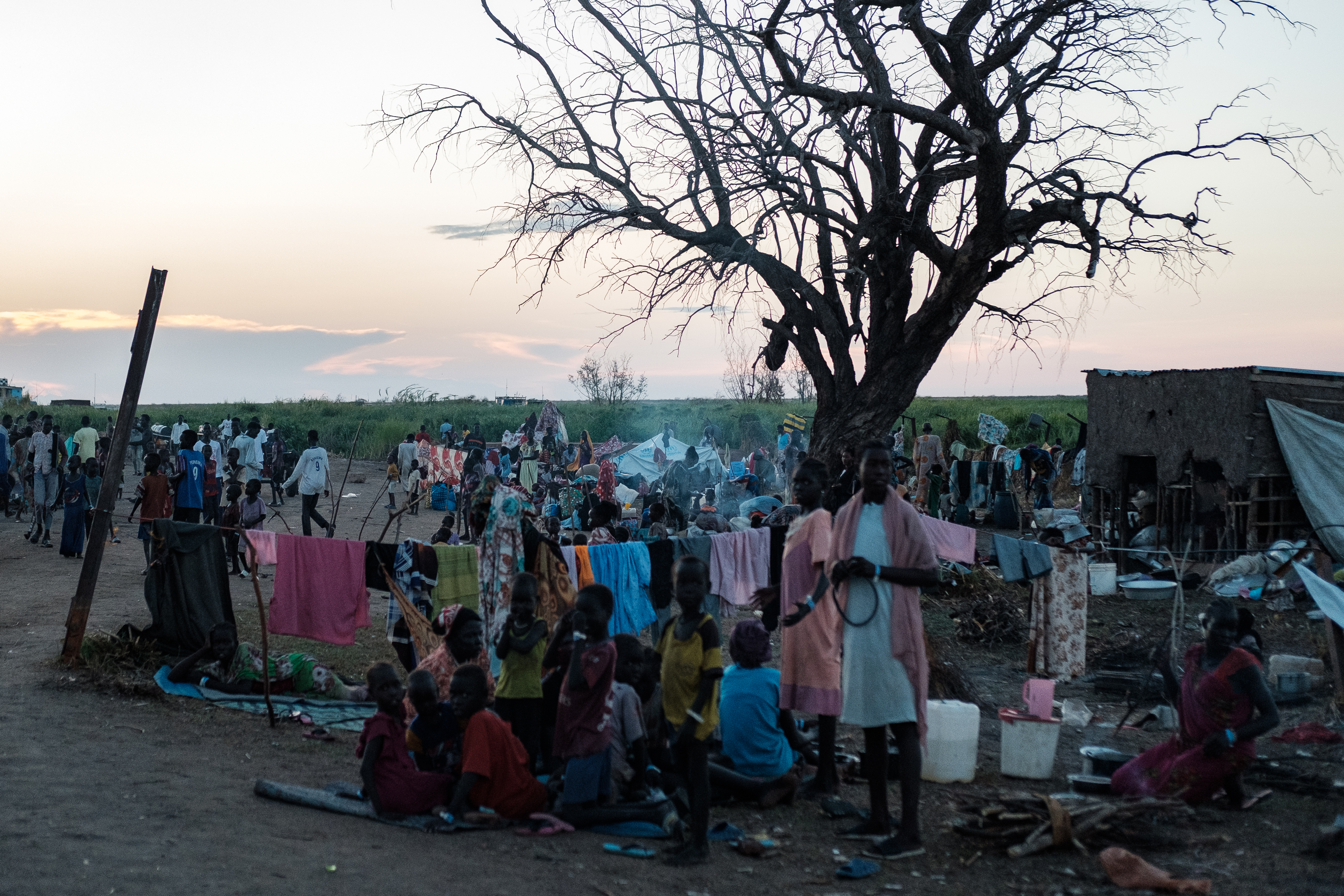 Returnees staying at the transit centre in Renk