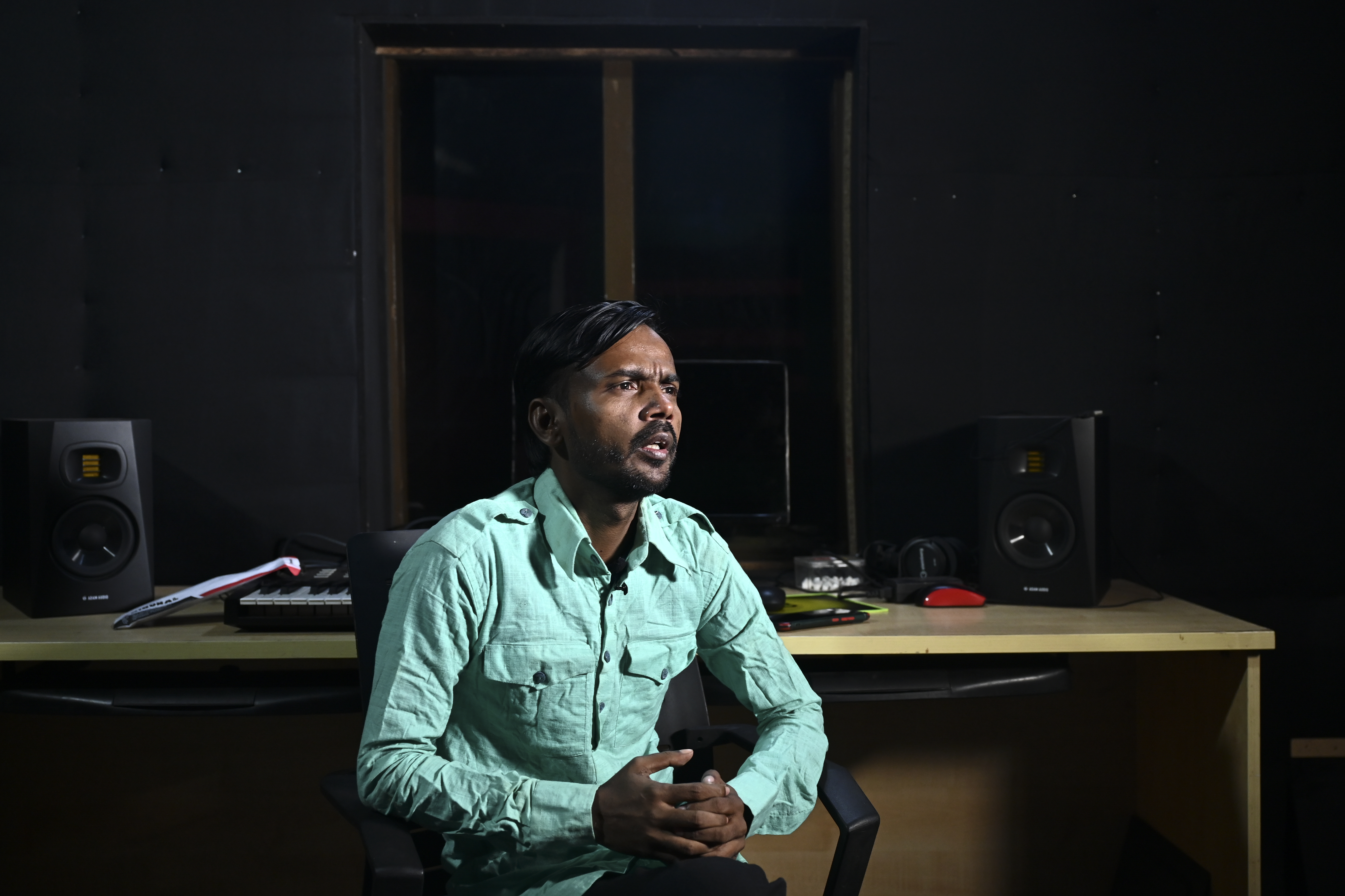 Hero Alom speaks during an interview at his office