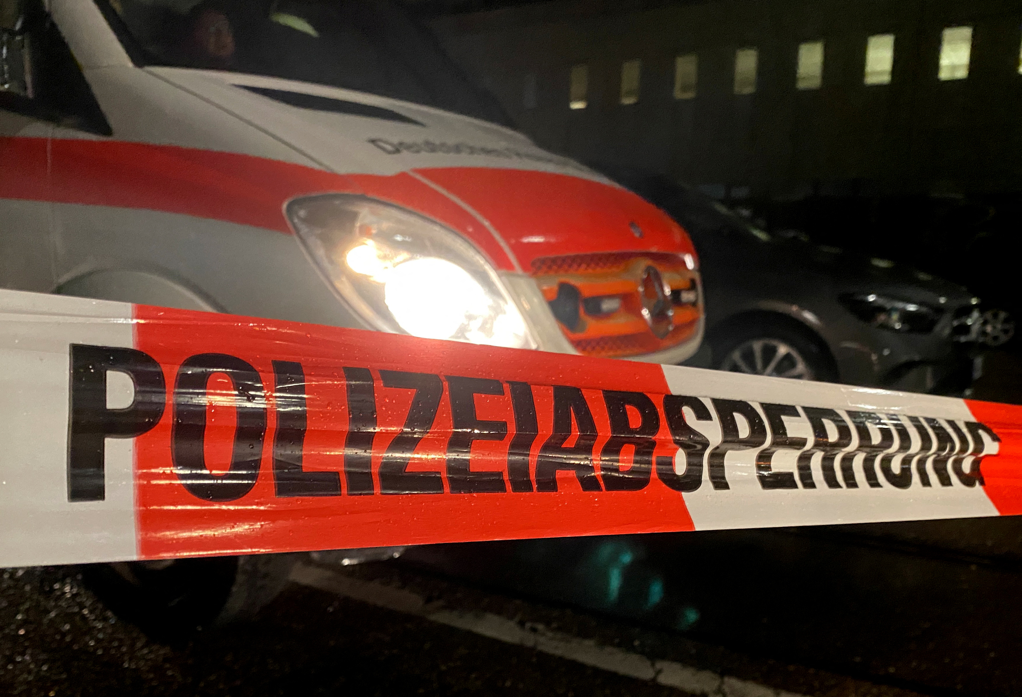 German police sealed the area at the scene of a hostage situation at a pharmacy in the western German city of Karlsruhe, Germany
