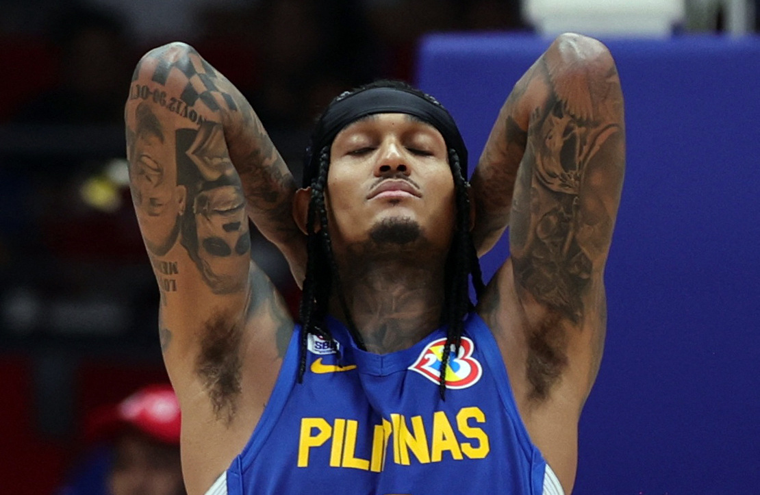 Philippines' Jordan Clarkson reacts 