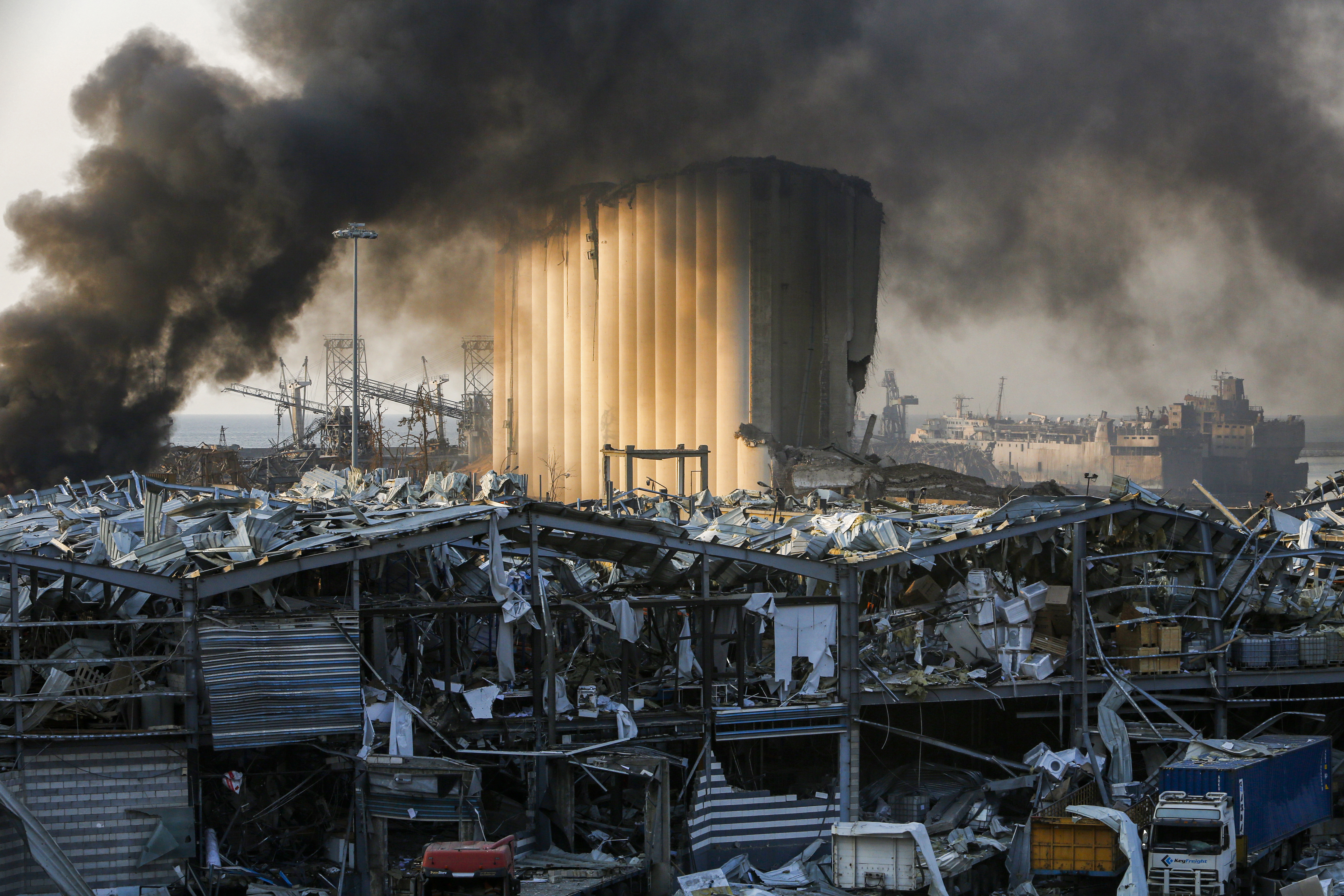 destroyed silo following a massive explosion at Beirut's port