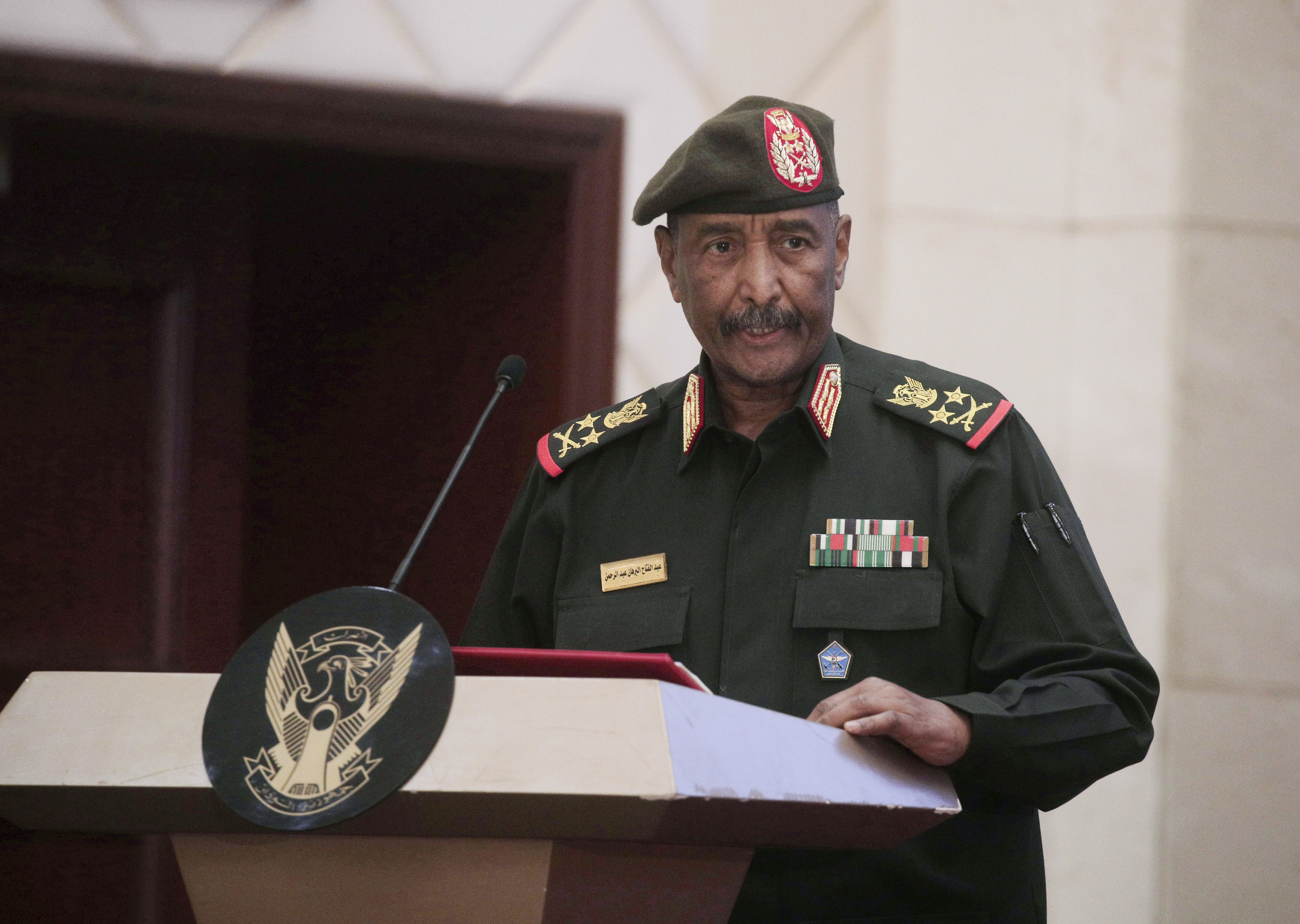 Sudan's Army chief Gen. Abdel-Fattah Burhan speaks