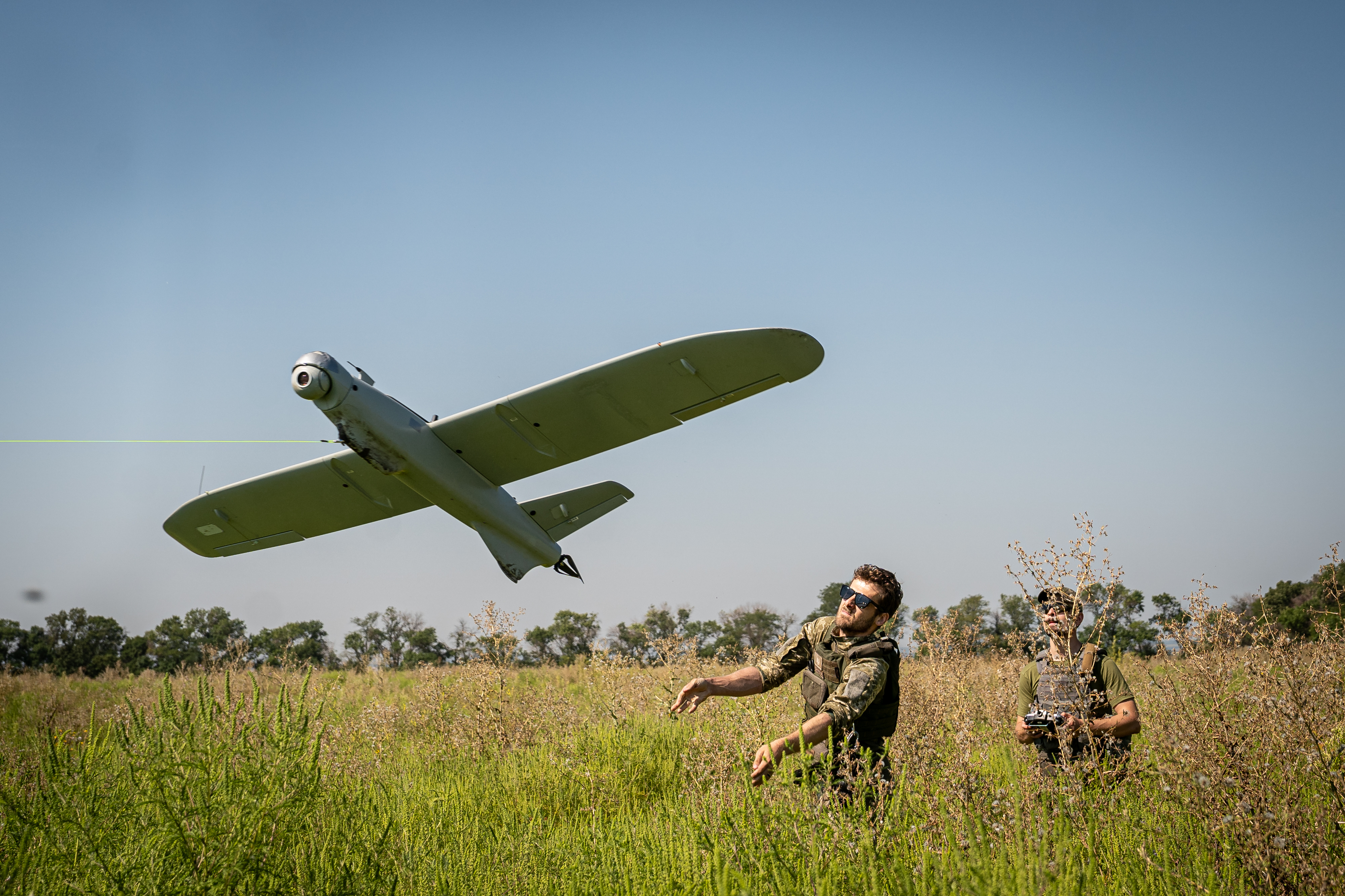 DONETSK OBLAST, UKRAINE - AUGUST 5: A Ukrainian surveillance drone takes off in Donetsk Oblast, Ukraine on August 05, 2023. (Photo by Ignacio Marin/Anadolu Agency via Getty Images)