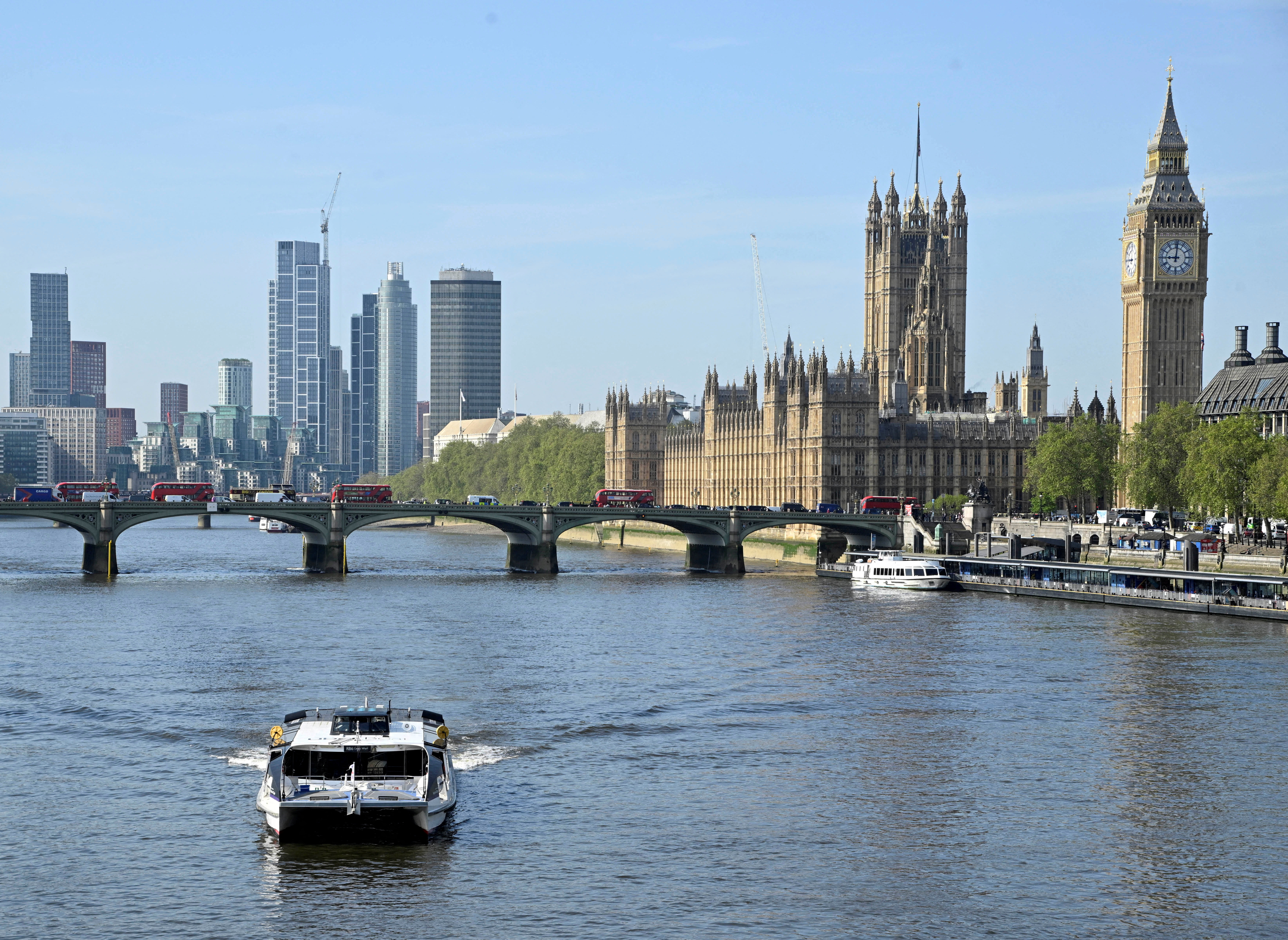 A view of the British parliament from the Thames