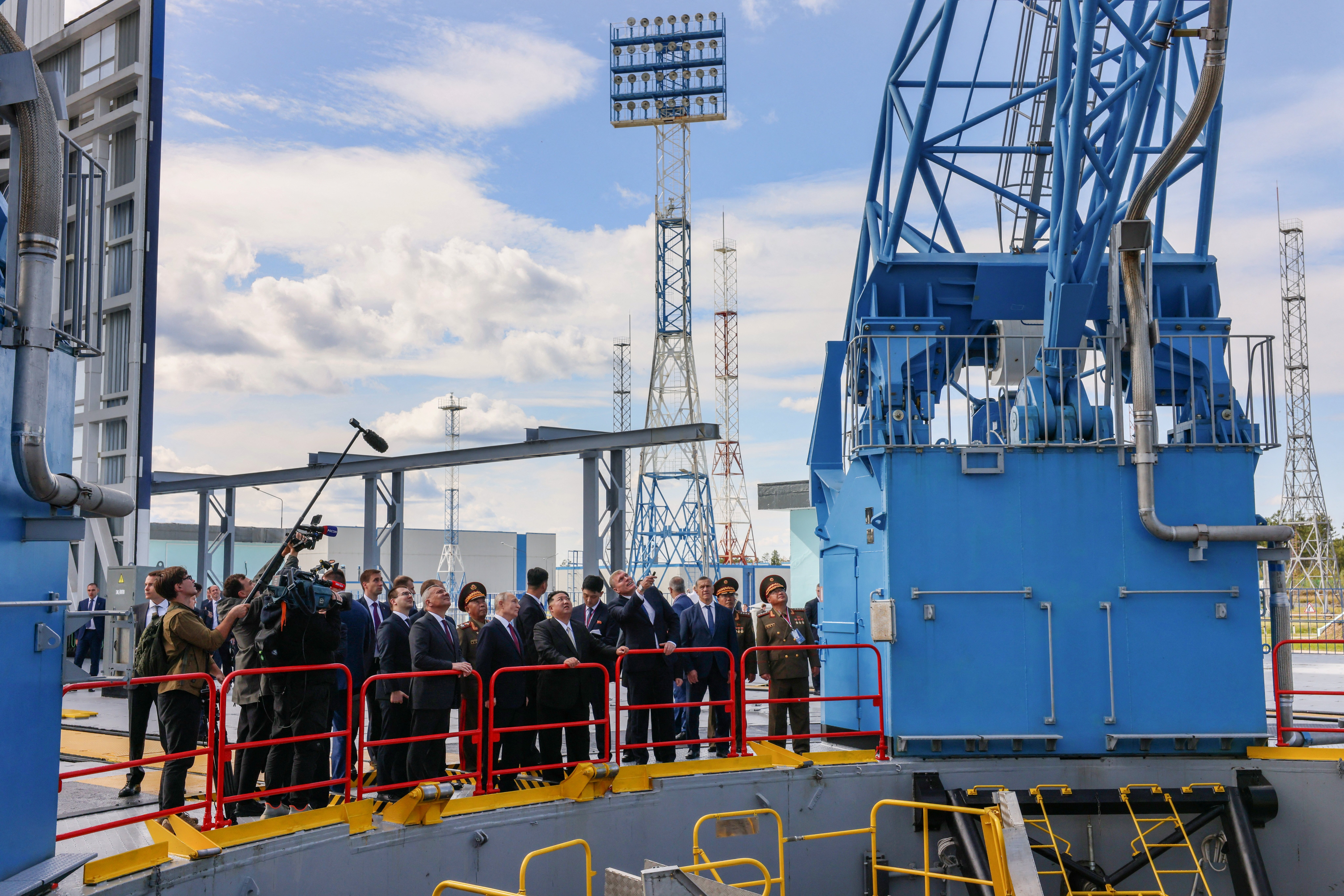 Russia's President Vladimir Putin and North Korea's leader Kim Jong Un visit the Vostochny Сosmodrome in the far eastern Amur region