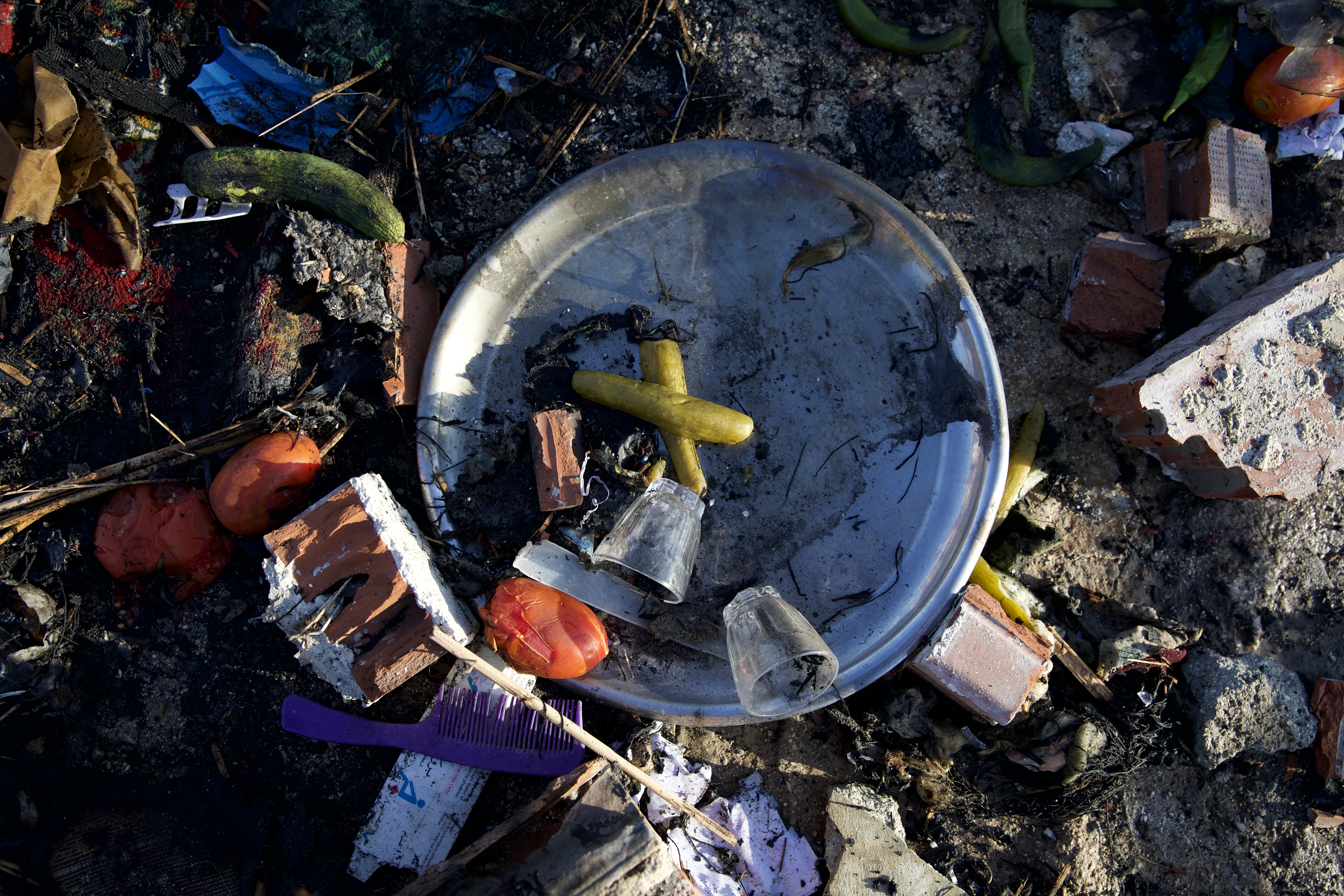 Leftovers in a displacement camp that was shelled by Syrian regime forces on 23 September 2023