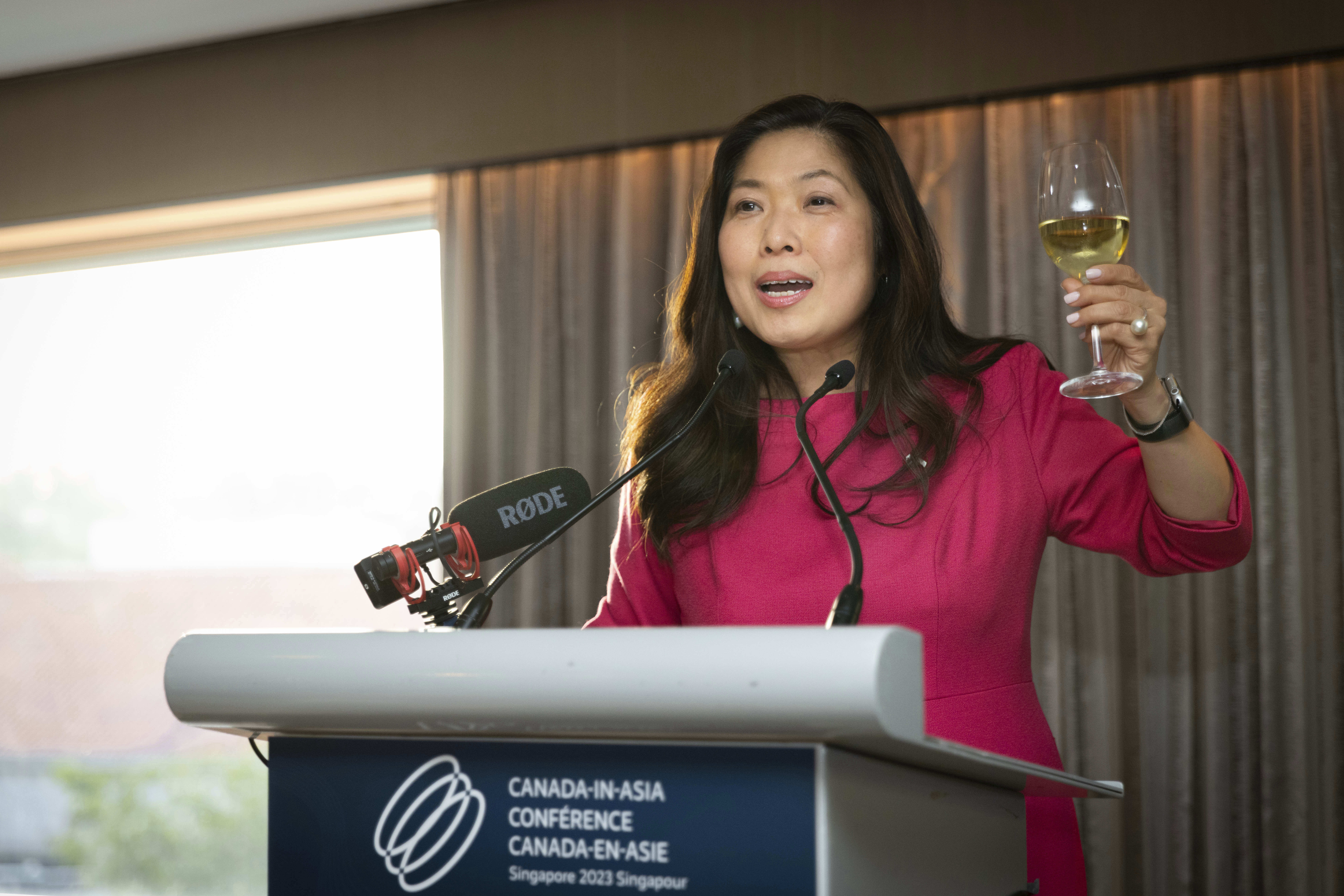 The Hon. Mary Ng, Canada's Minister of International Trade, Export Promotion, Small Business and Economic Development, giving a toast during the opening Reception of THE CANADA-IN-ASIA CONFERENCE 2023 on Tuesday, Feb. 21, 2023, in Singapore.