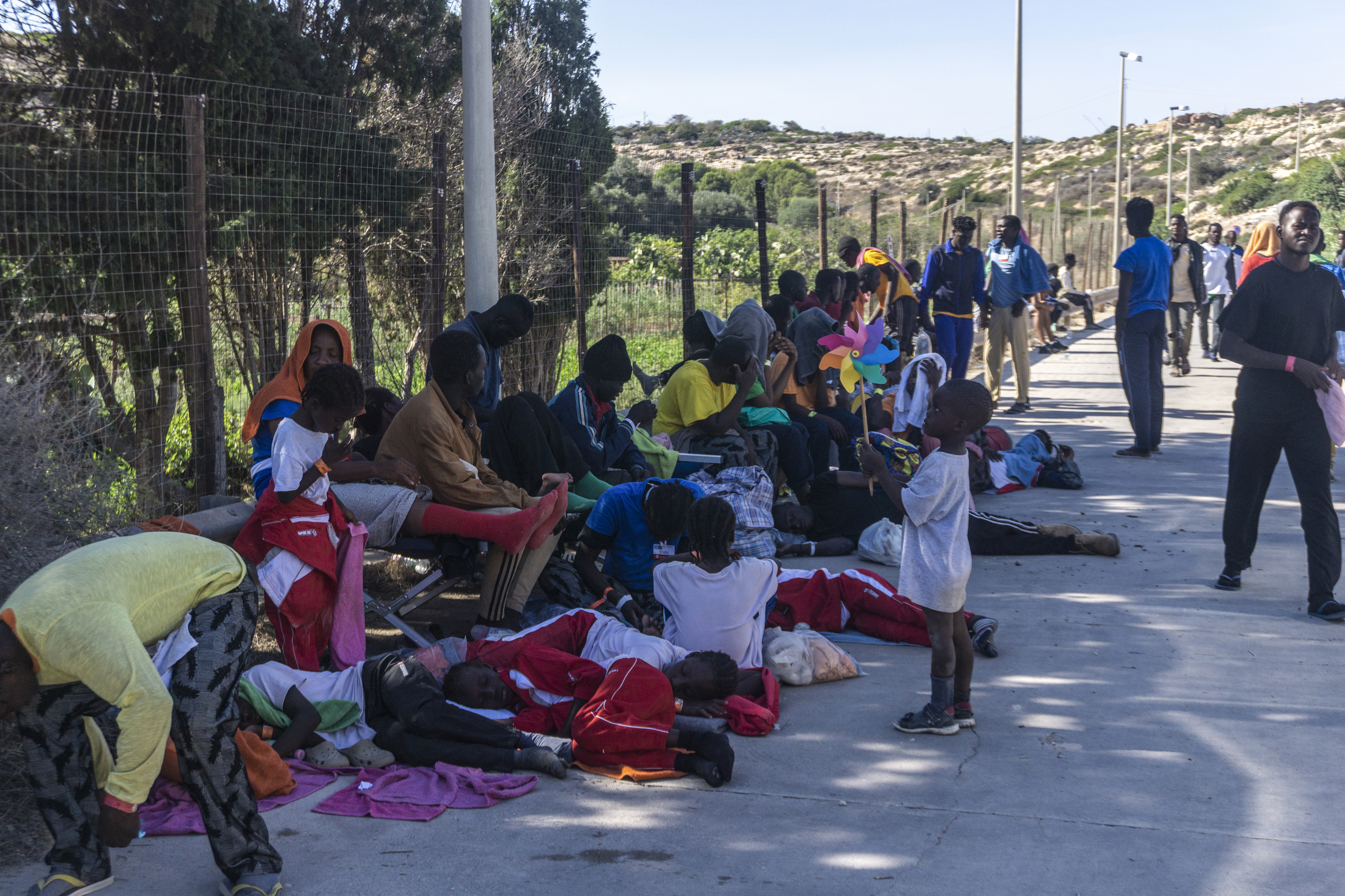 Migrants and refugees on the Sicilian island of Lampedusa, Italy