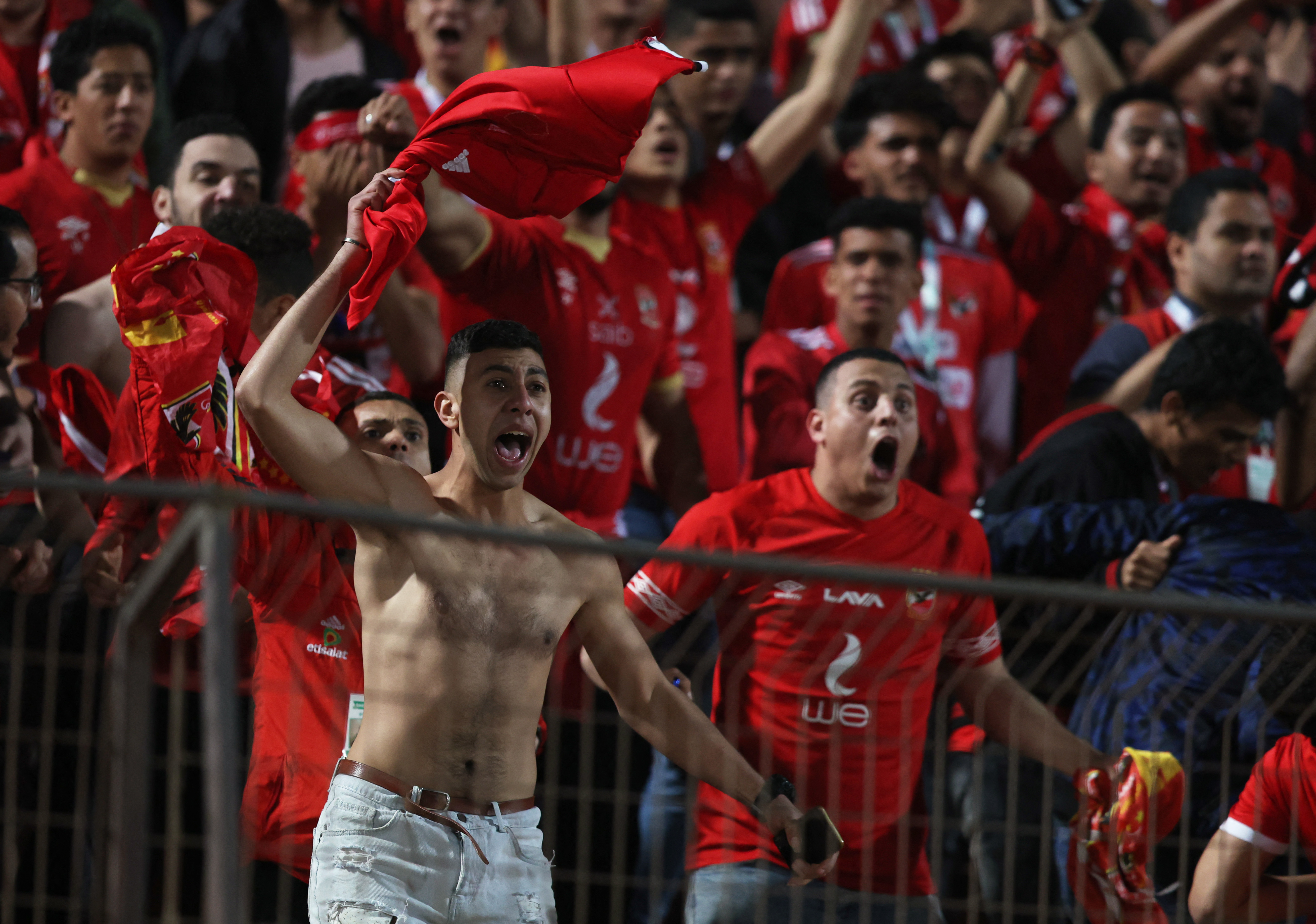 Al Ahly fans celebrate in the stands