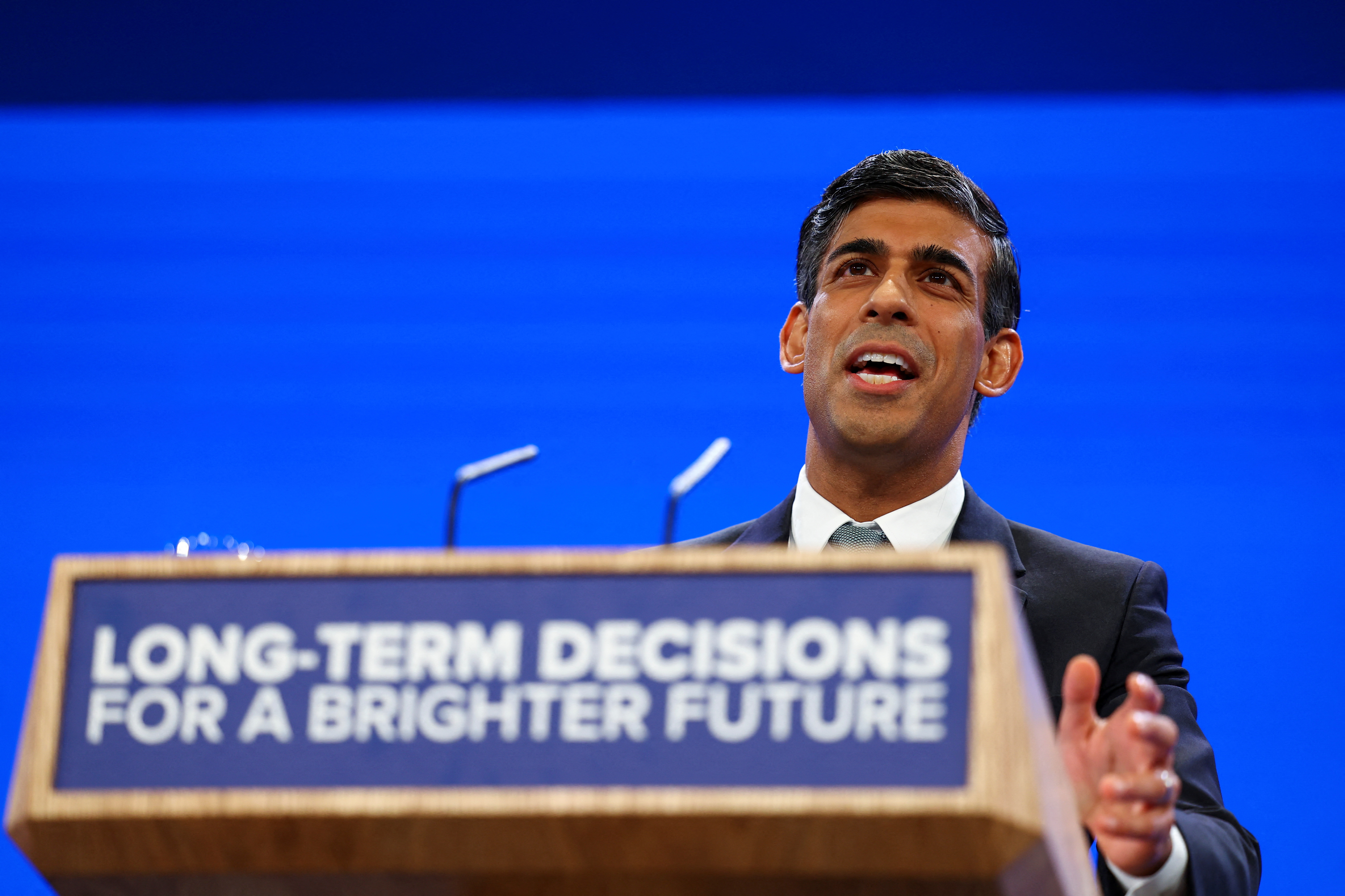 British Prime Minister Rishi Sunak speaks