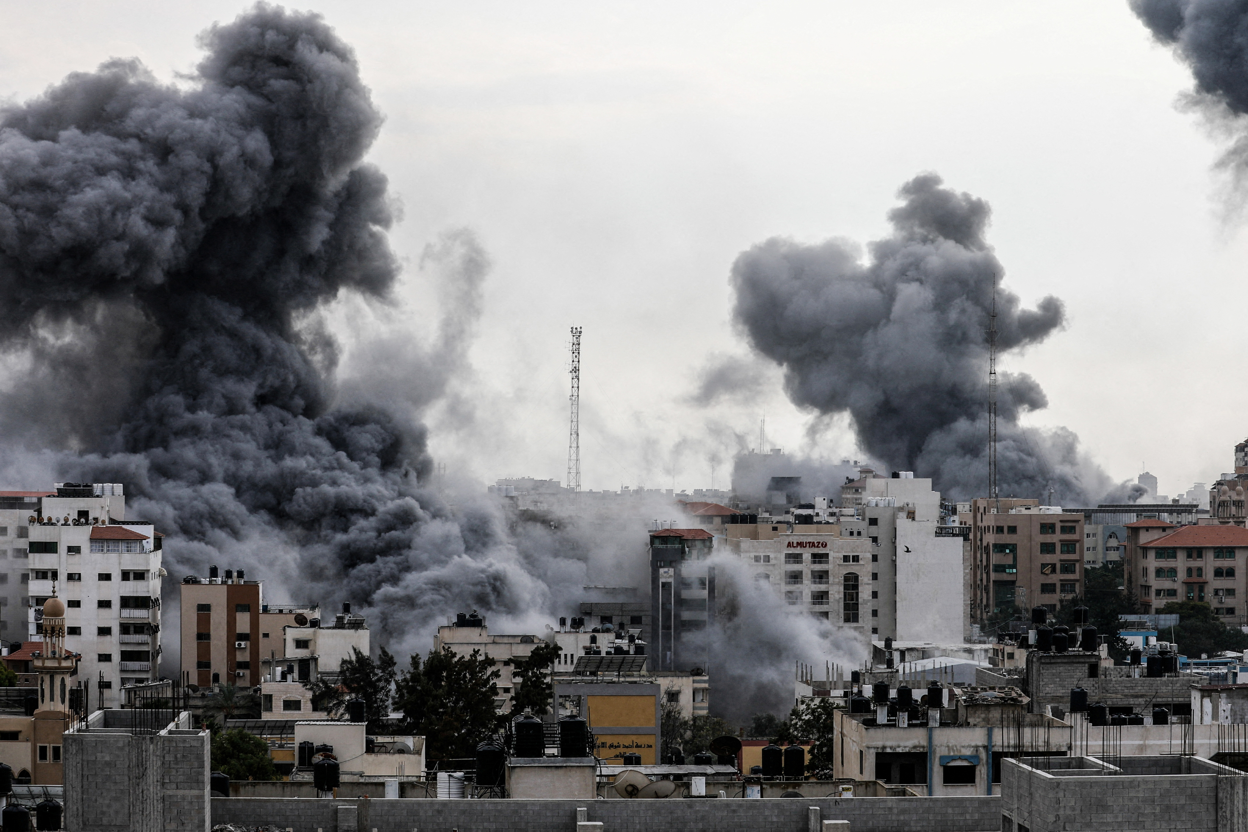 Smoke rises following Israeli strikes in Gaza