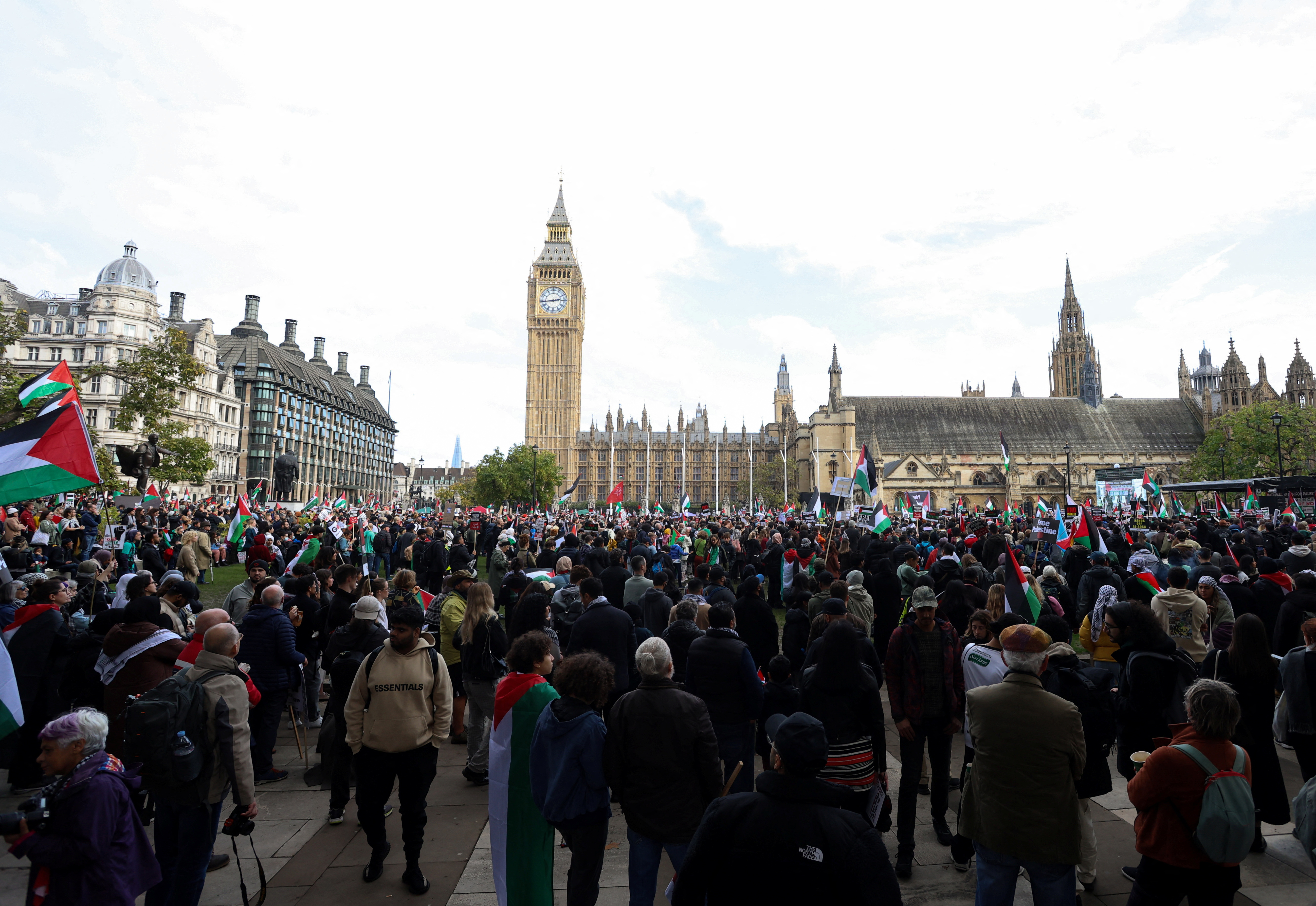 Demonstrators protest in solidarity with Palestinians in Gaza, amid the ongoing conflict between Israel and the Palestinian Islamist group Hamas, in London