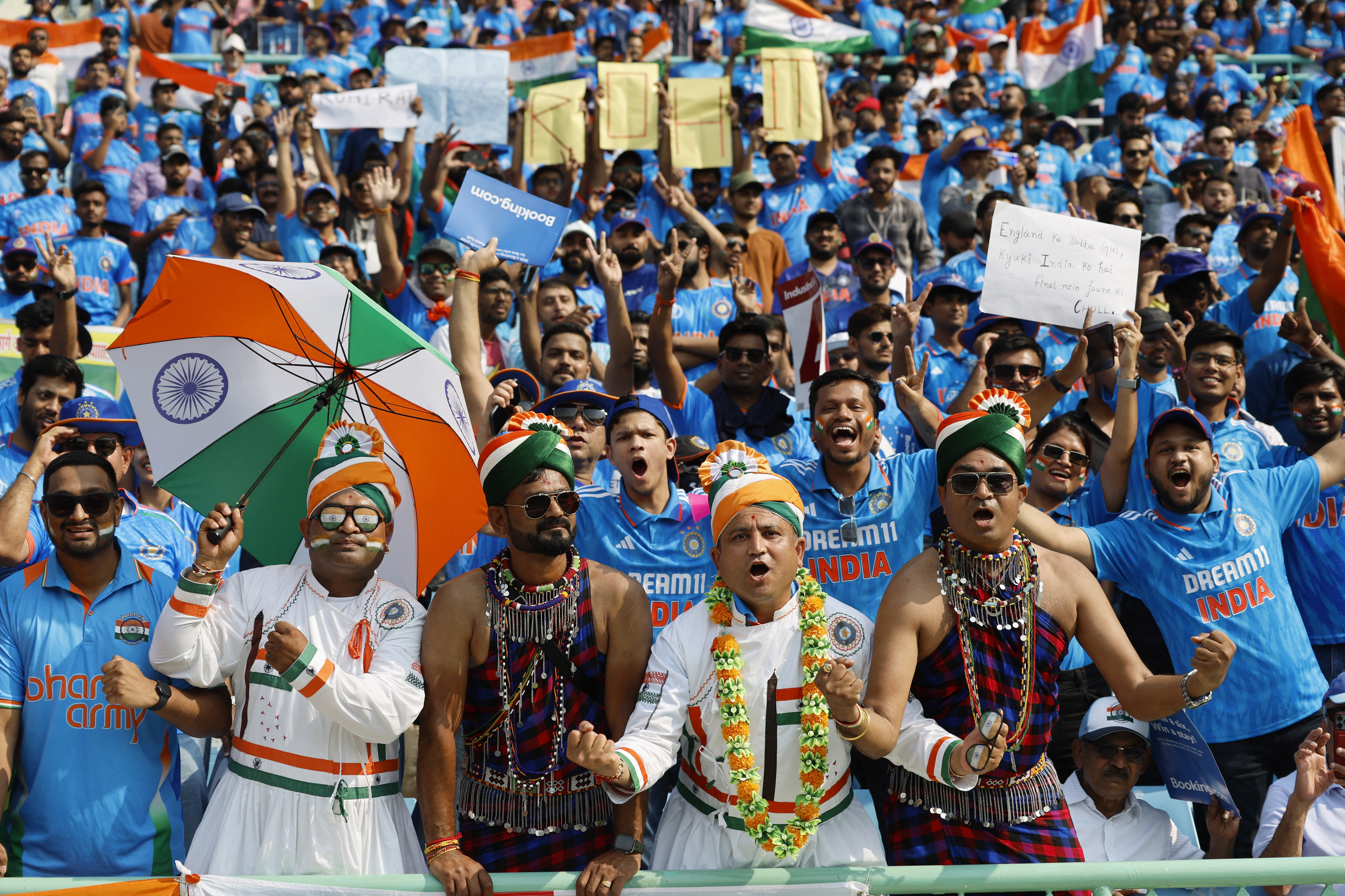 India fans in the stands before the match