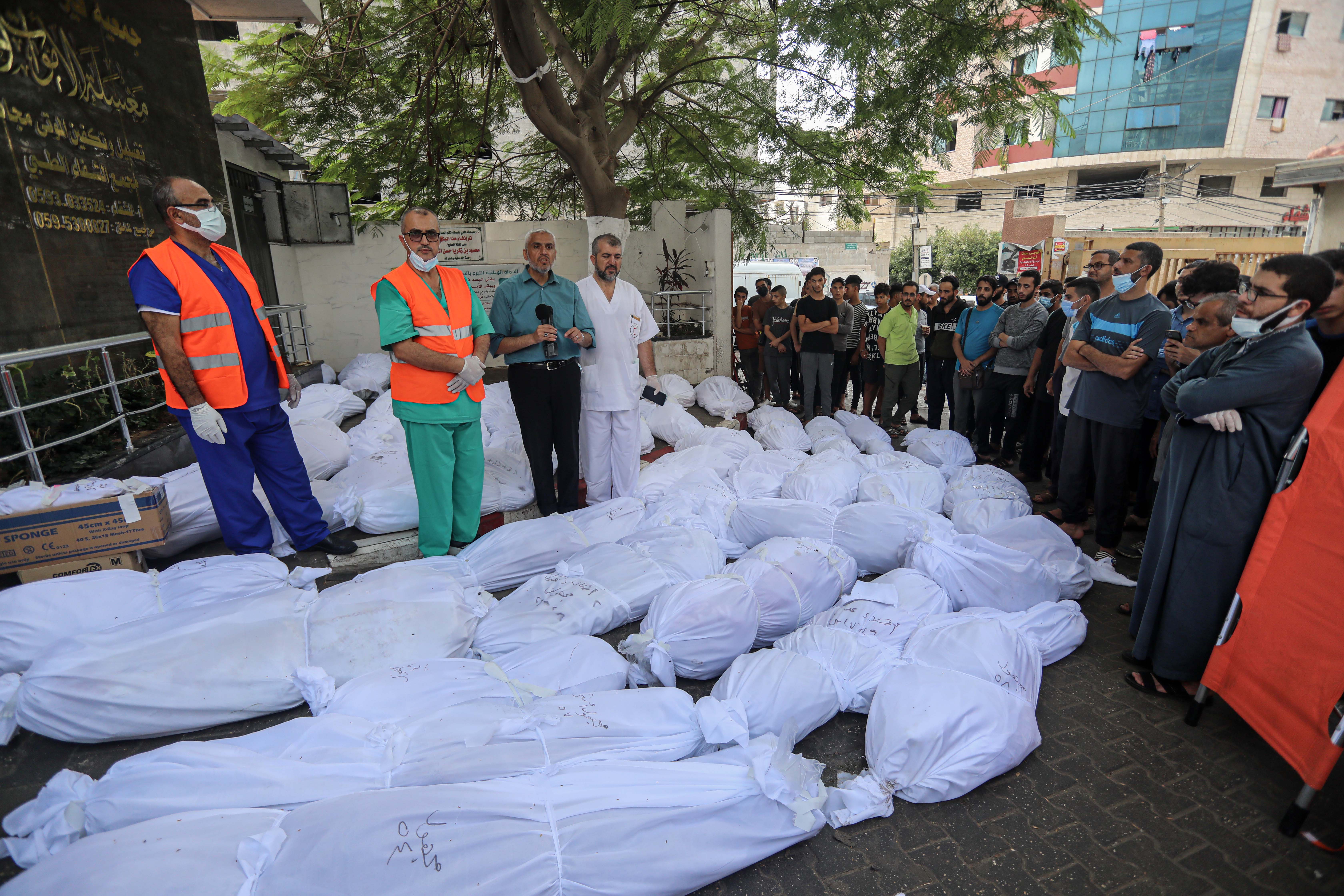 unidentified bodies in Gaza