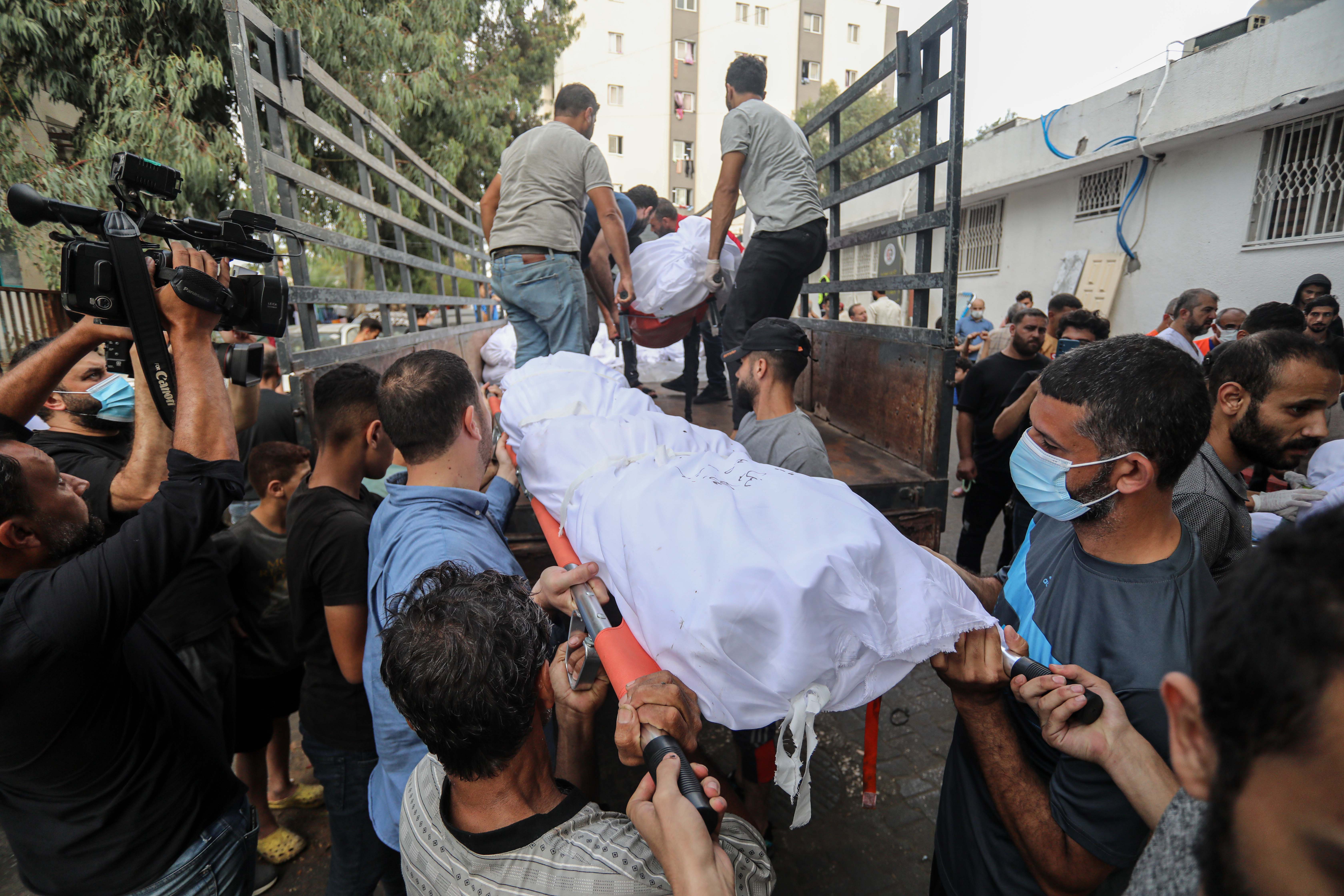 unidentified bodies in Gaza