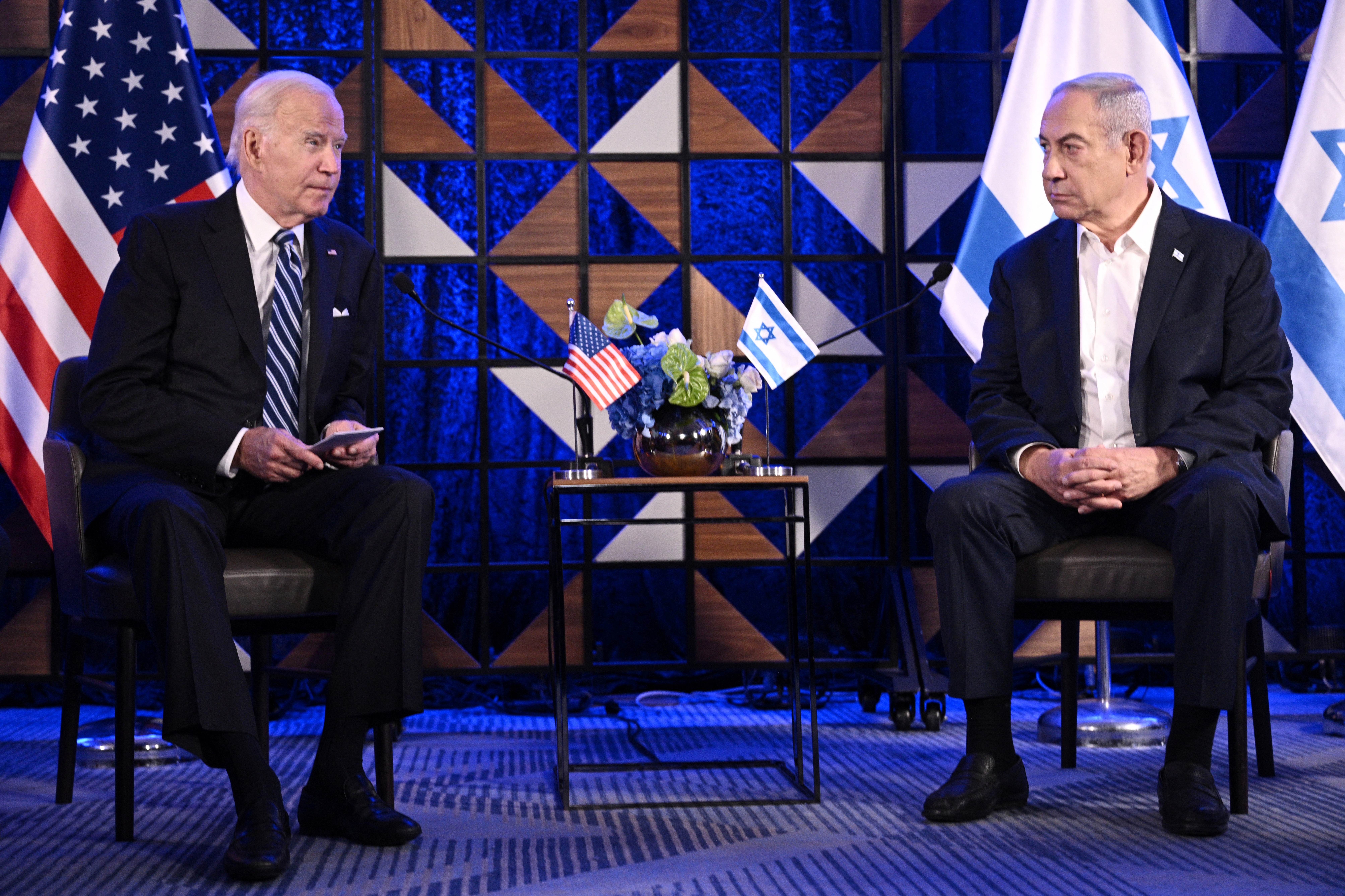 Joe Biden and Benjamin Netanyahu in Tel Aviv
