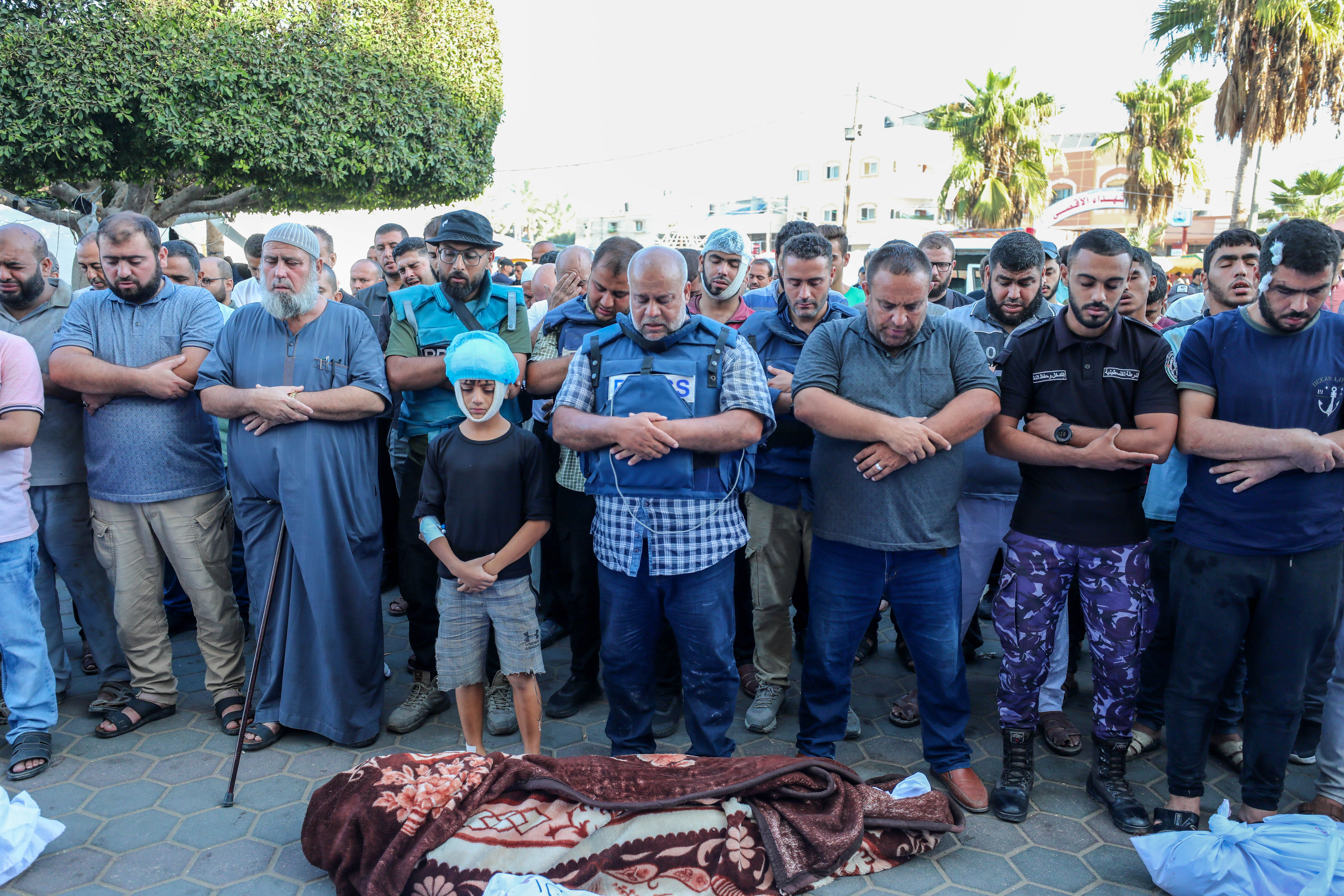 Al Jazeera's Wael Dahdouh at the funeral of his family members killed in an Israeli strike