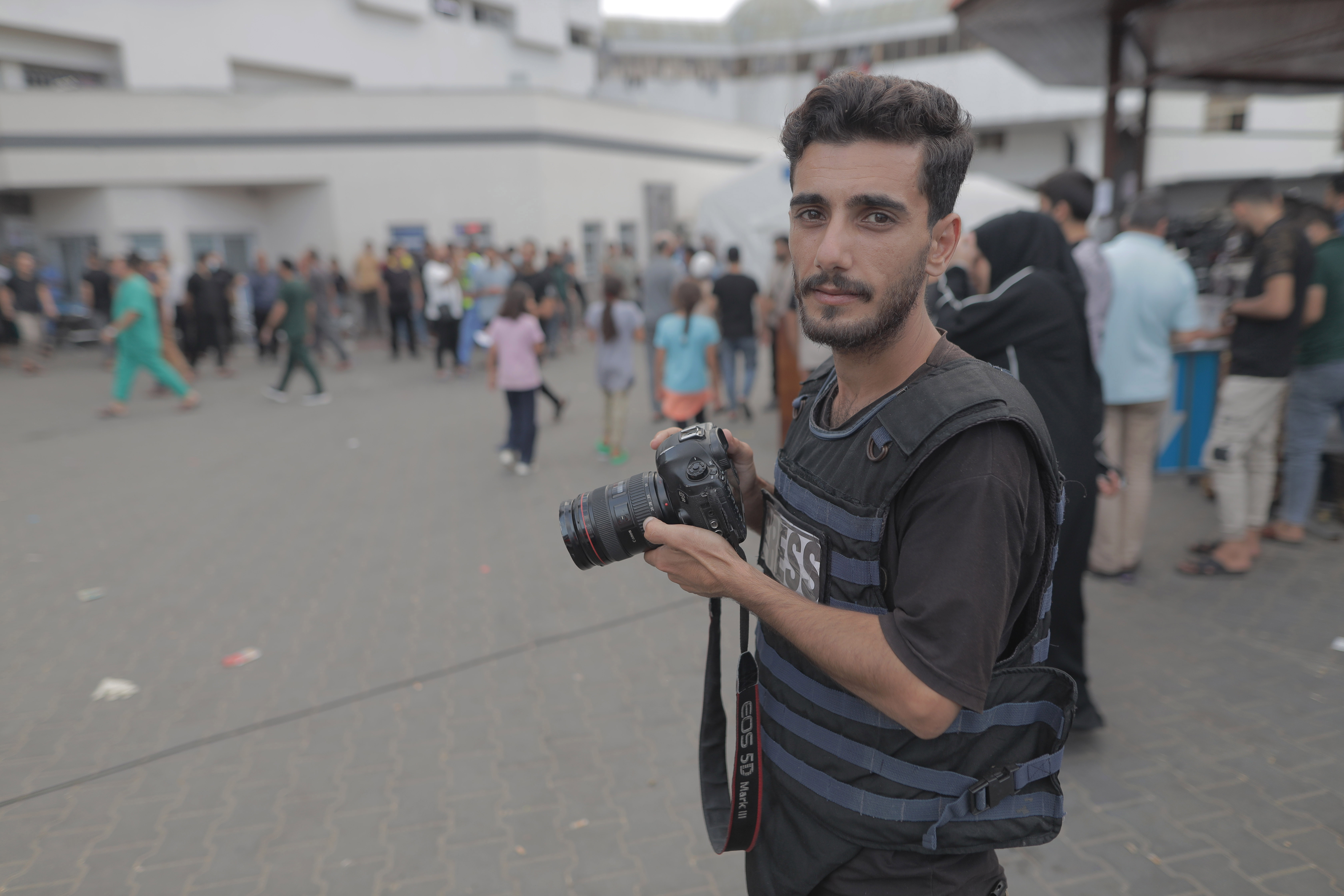 Sameh Murad at the Shifa Hospital grounds in Gaza City 