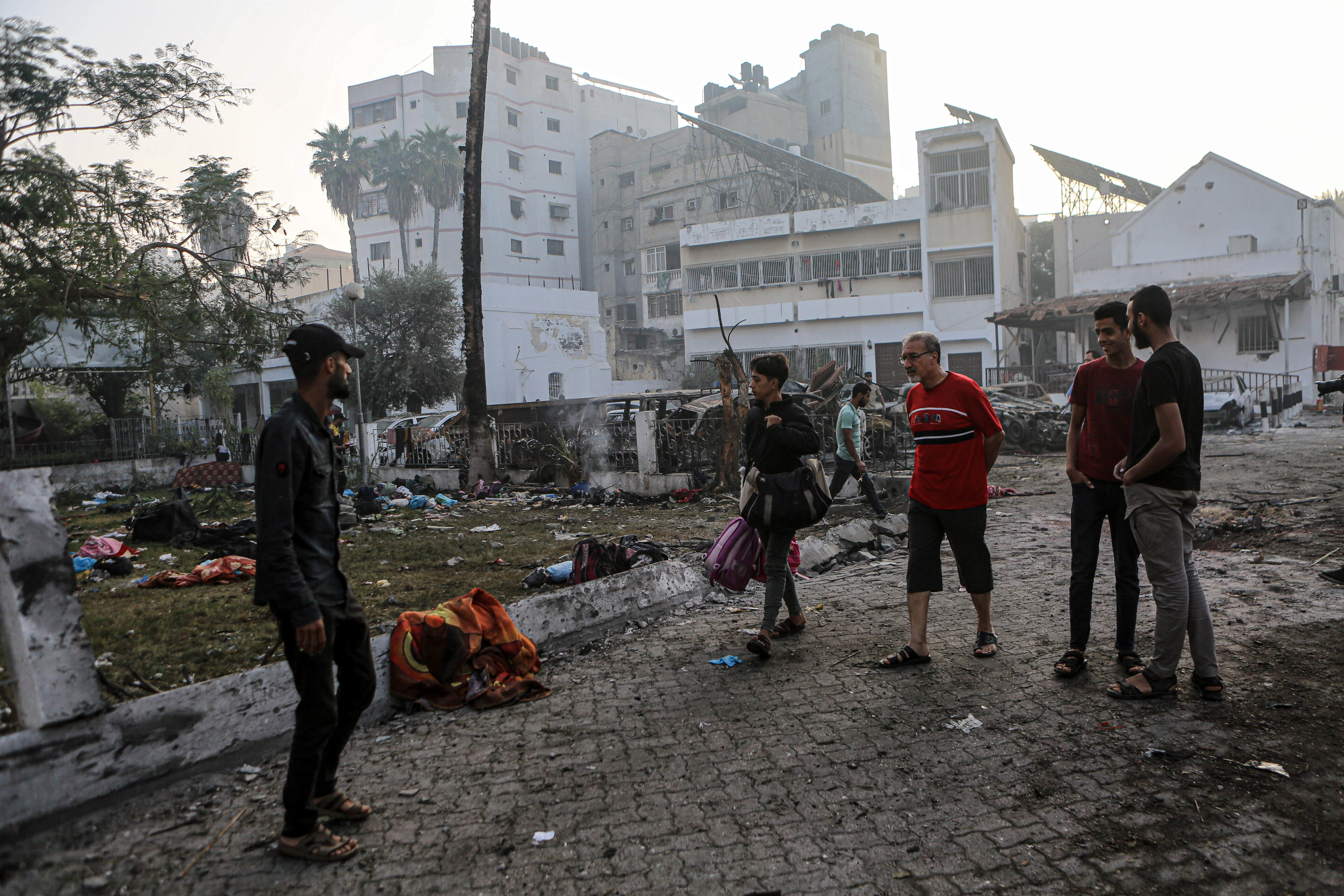 the damage at Ahli Arab Hospital in Gaza