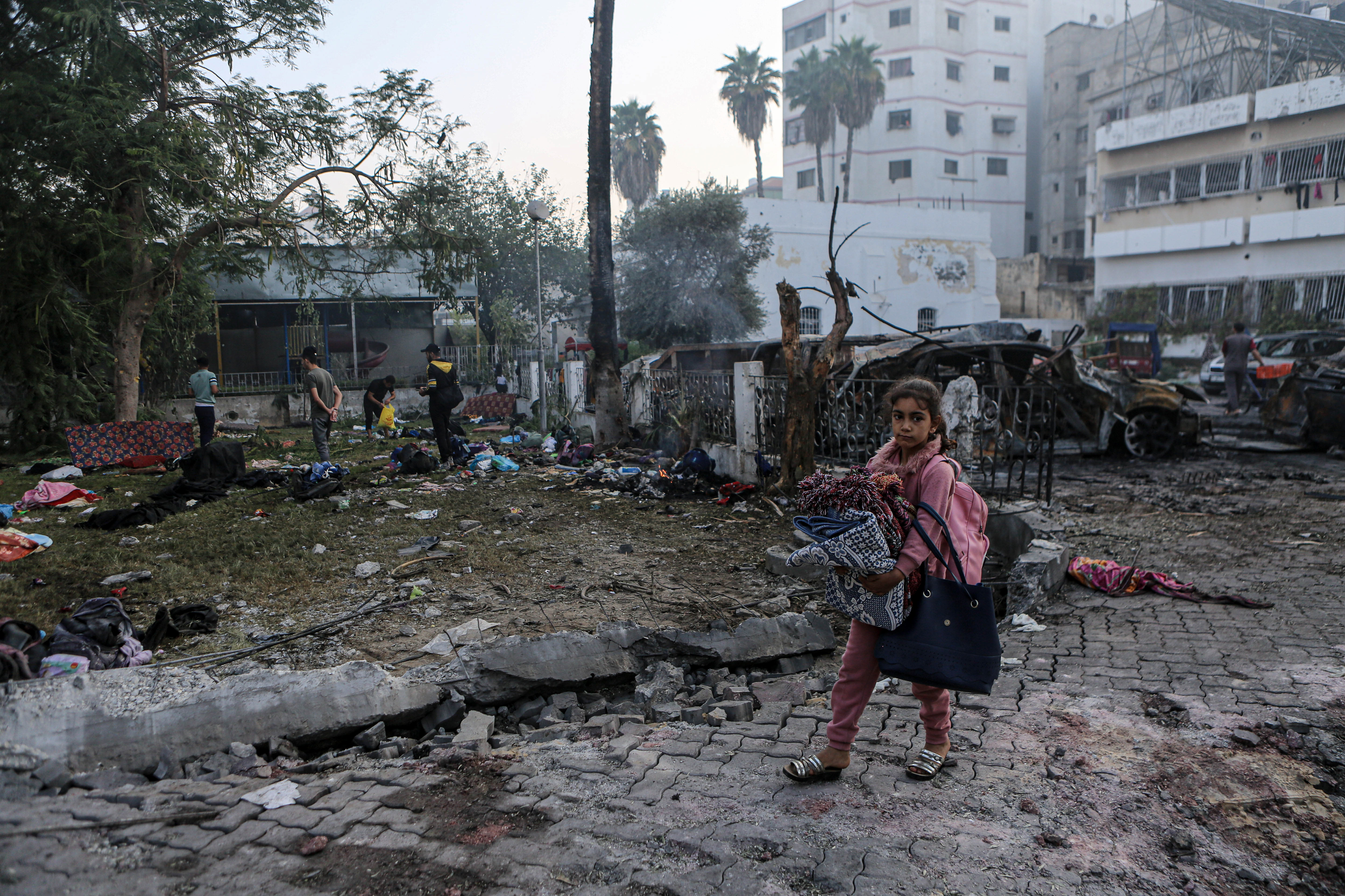 the damage at Ahli Arab Hospital in Gaza
