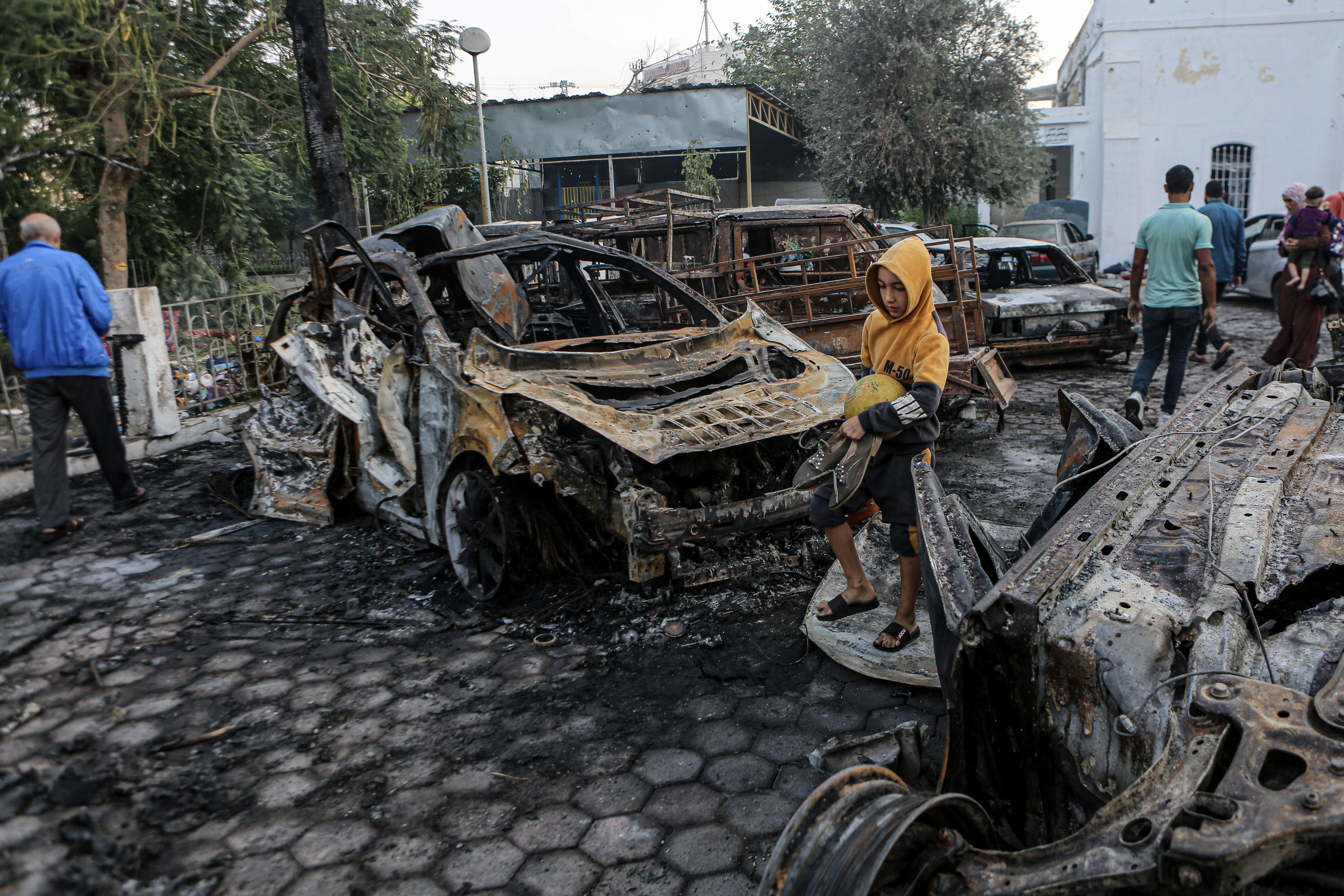 the damage at Ahli Arab Hospital in Gaza