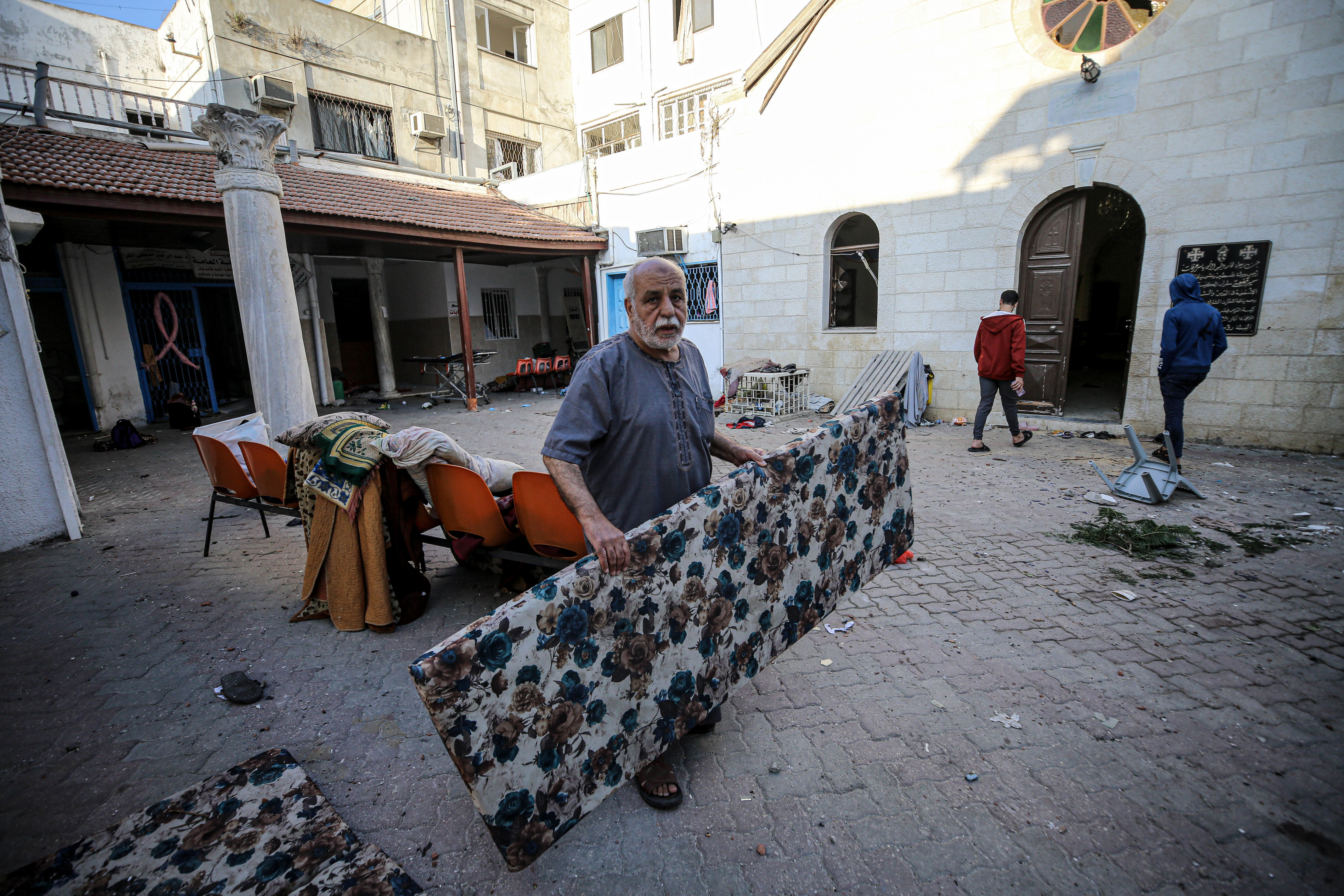 the damage at Ahli Arab Hospital in Gaza