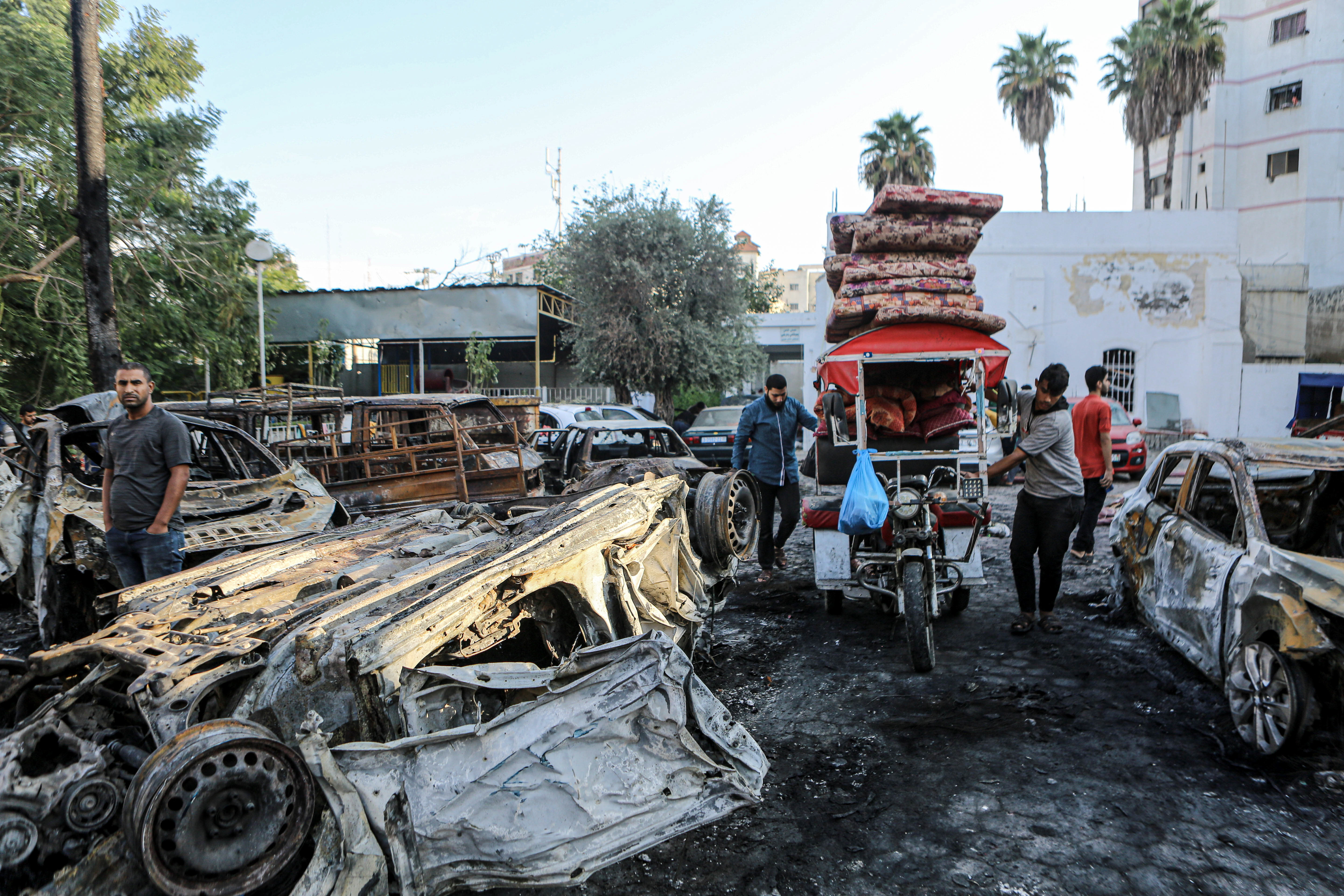 the damage at Ahli Arab Hospital in Gaza