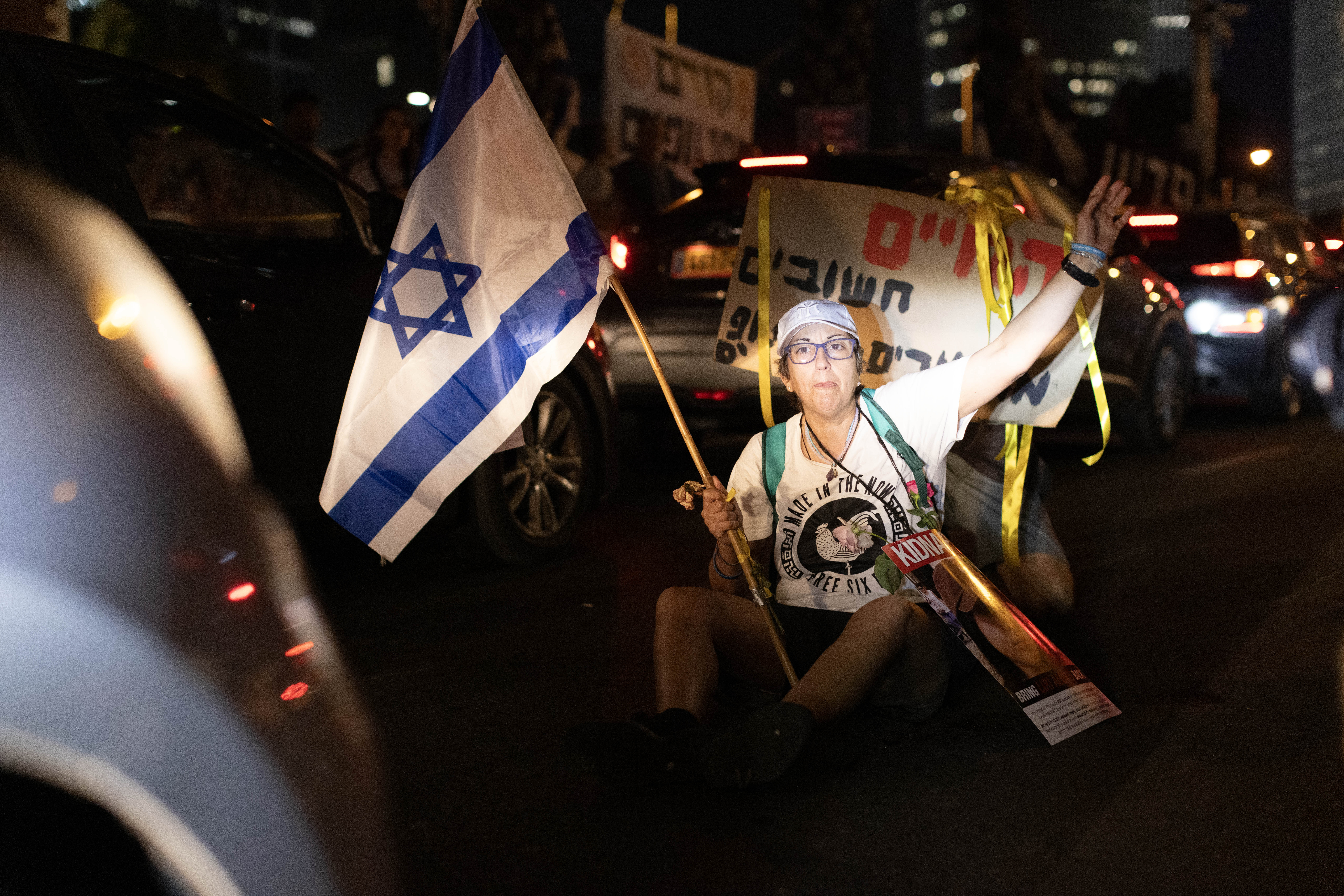 Israelis protesting at the headquarters of the Israeli Defence Ministry in Tel Aviv